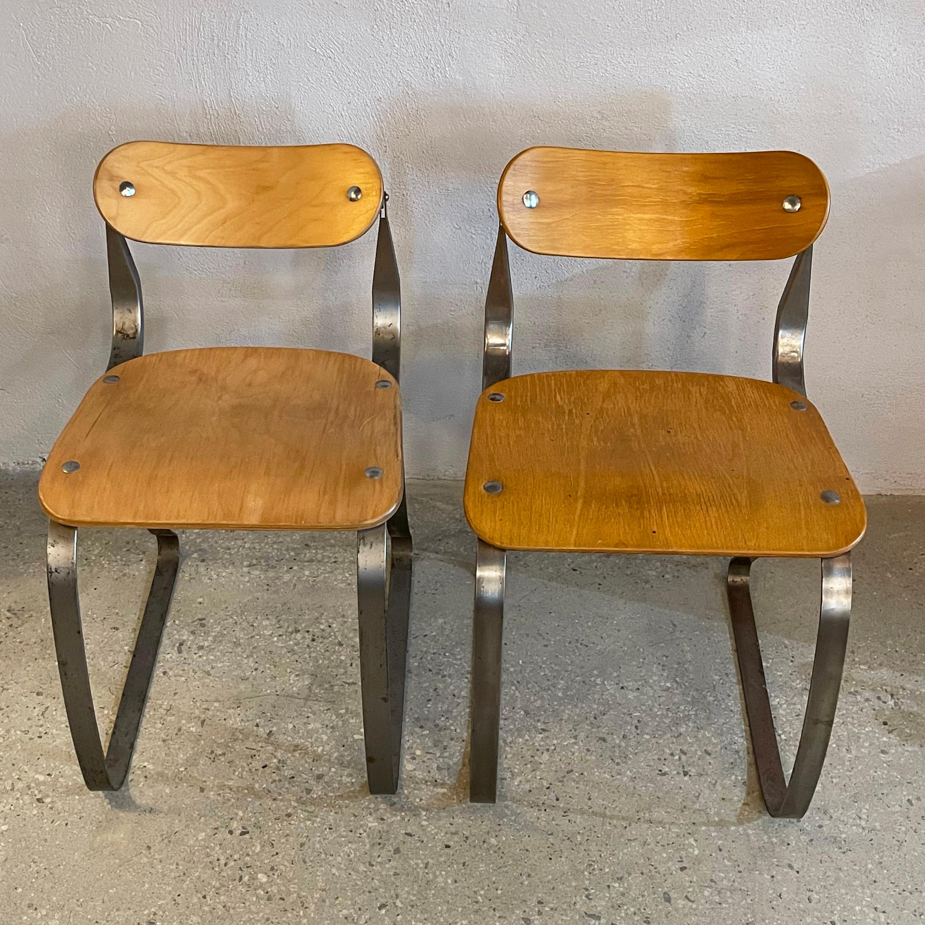 Pair Of Ply And Steel Health Chairs By Herman Sperlich For Ironite For Sale 2