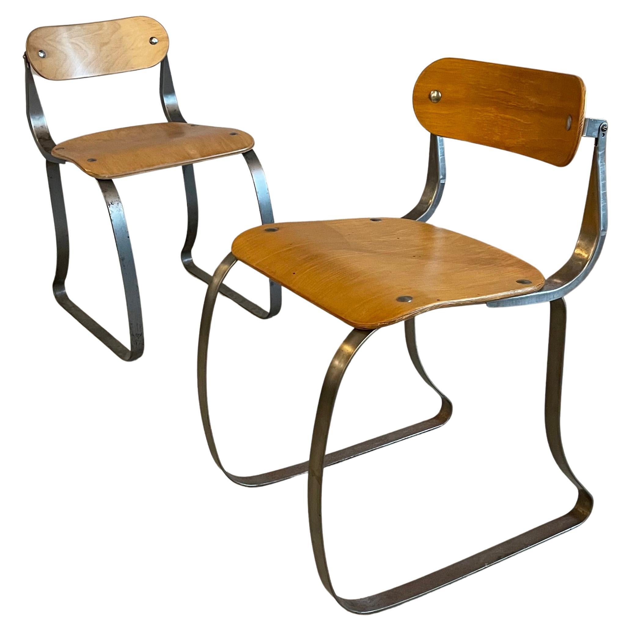 Pair Of Ply And Steel Health Chairs By Herman Sperlich For Ironite For Sale
