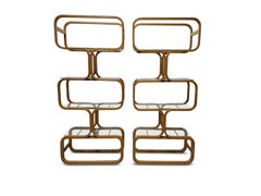 Pair of Plycraft Bentwood and Glass Etageres