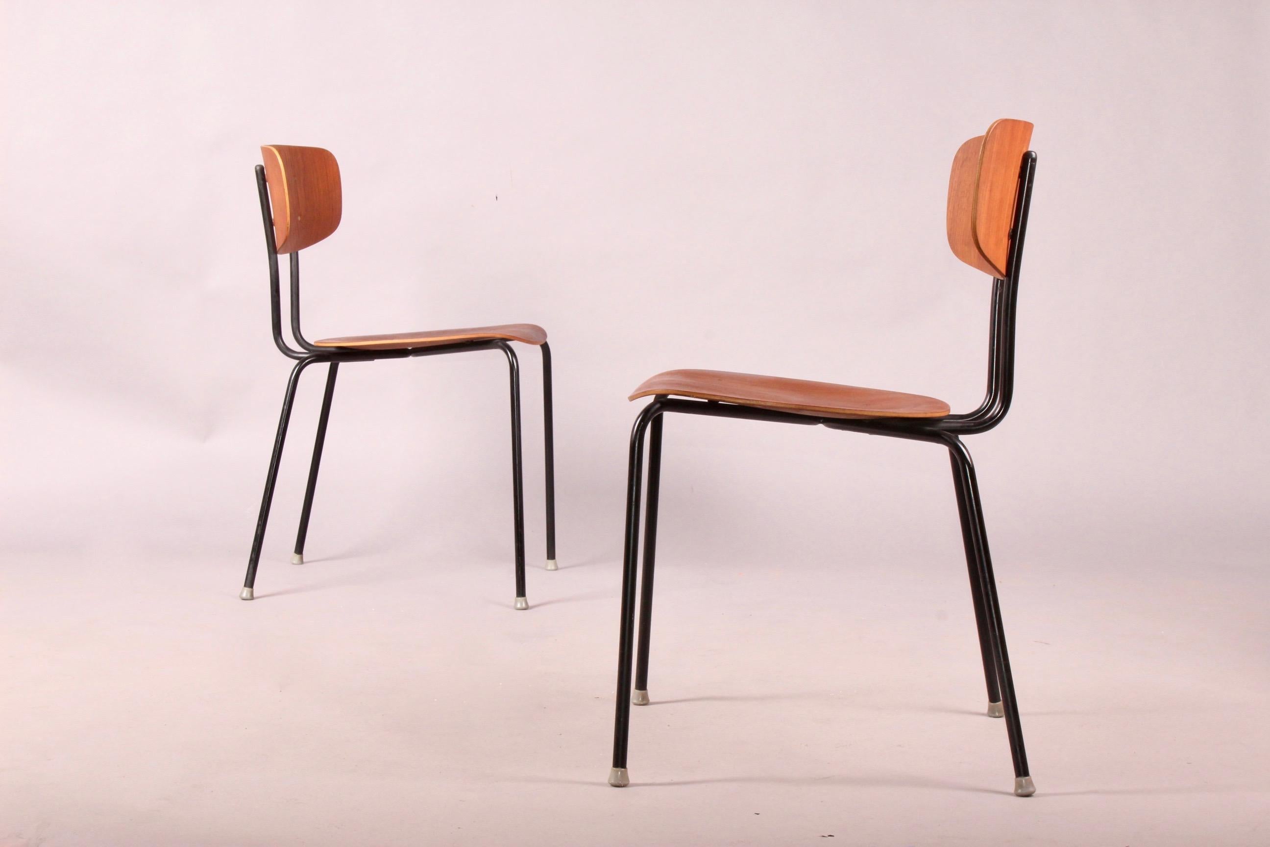 Metal Pair of Plywood Chairs