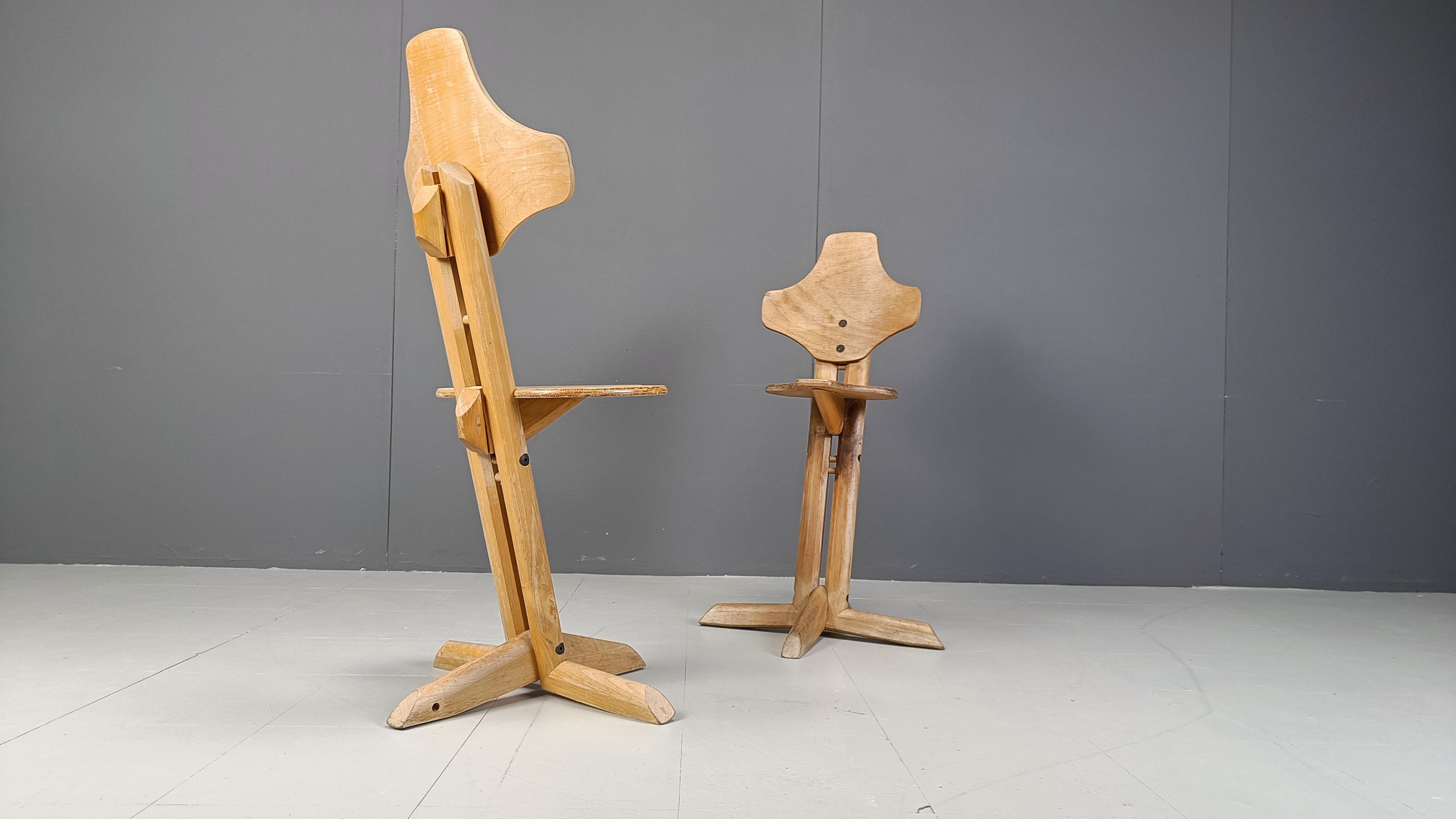 Late 20th Century Pair of plywood ergonomical chairs by Rybo, 1970s For Sale