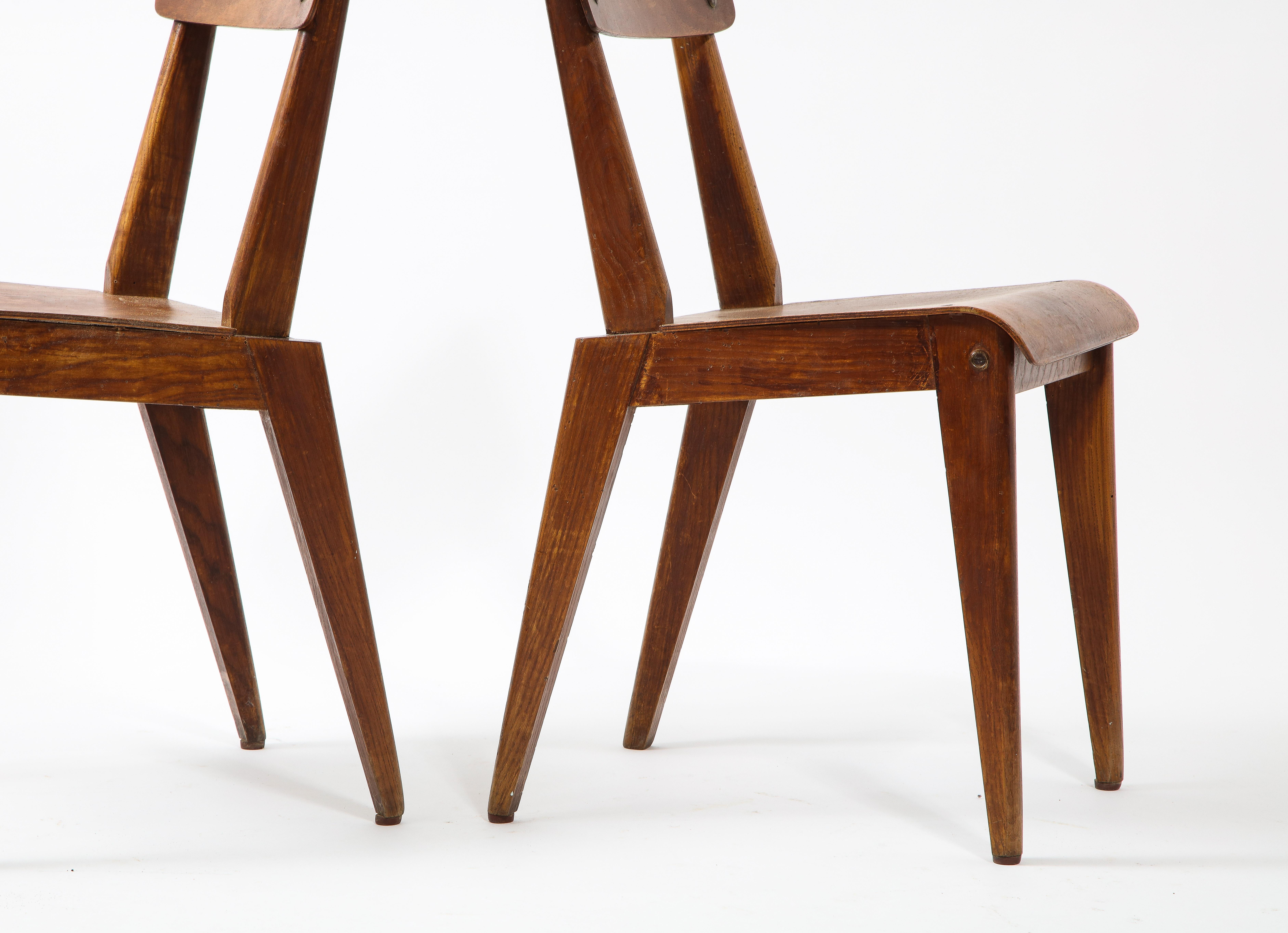 Pair of Plywood Side Chairs, France 1960's For Sale 3