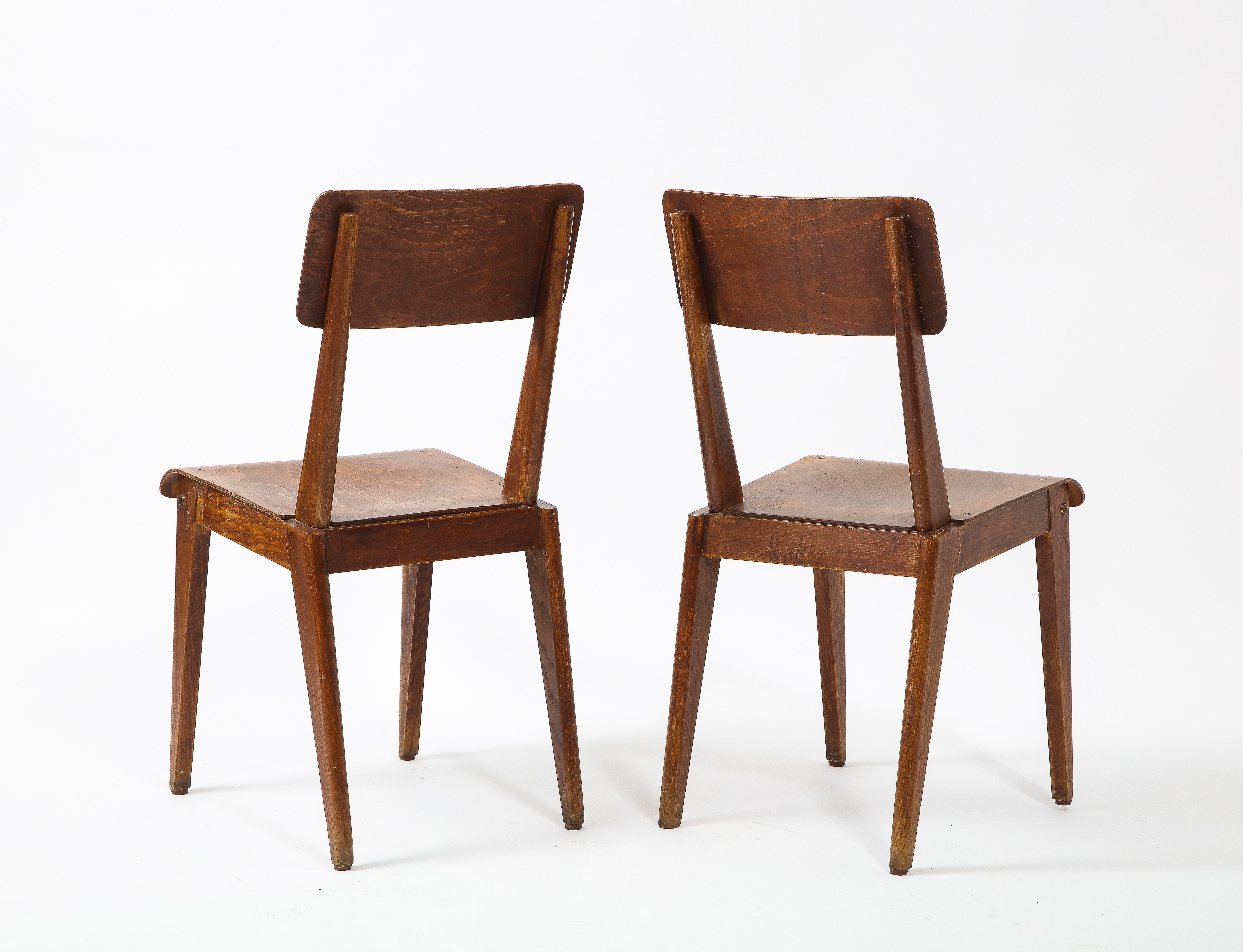 Pair of Plywood Side Chairs, France 1960's For Sale 6