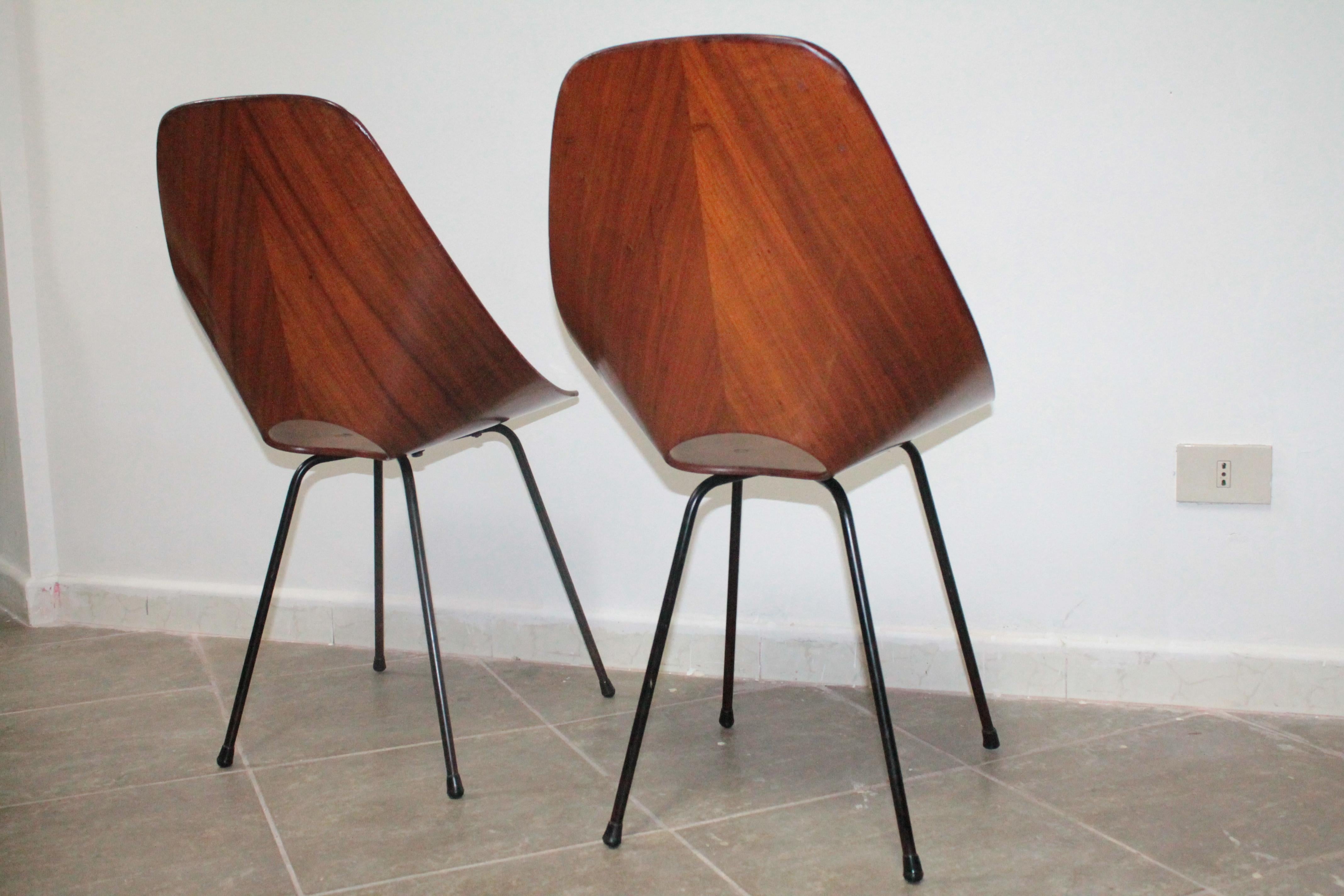 Italian Pair of Plywood Vittorio Nobili 'MEDEA' Tagliabue Chairs, Italy, 1955