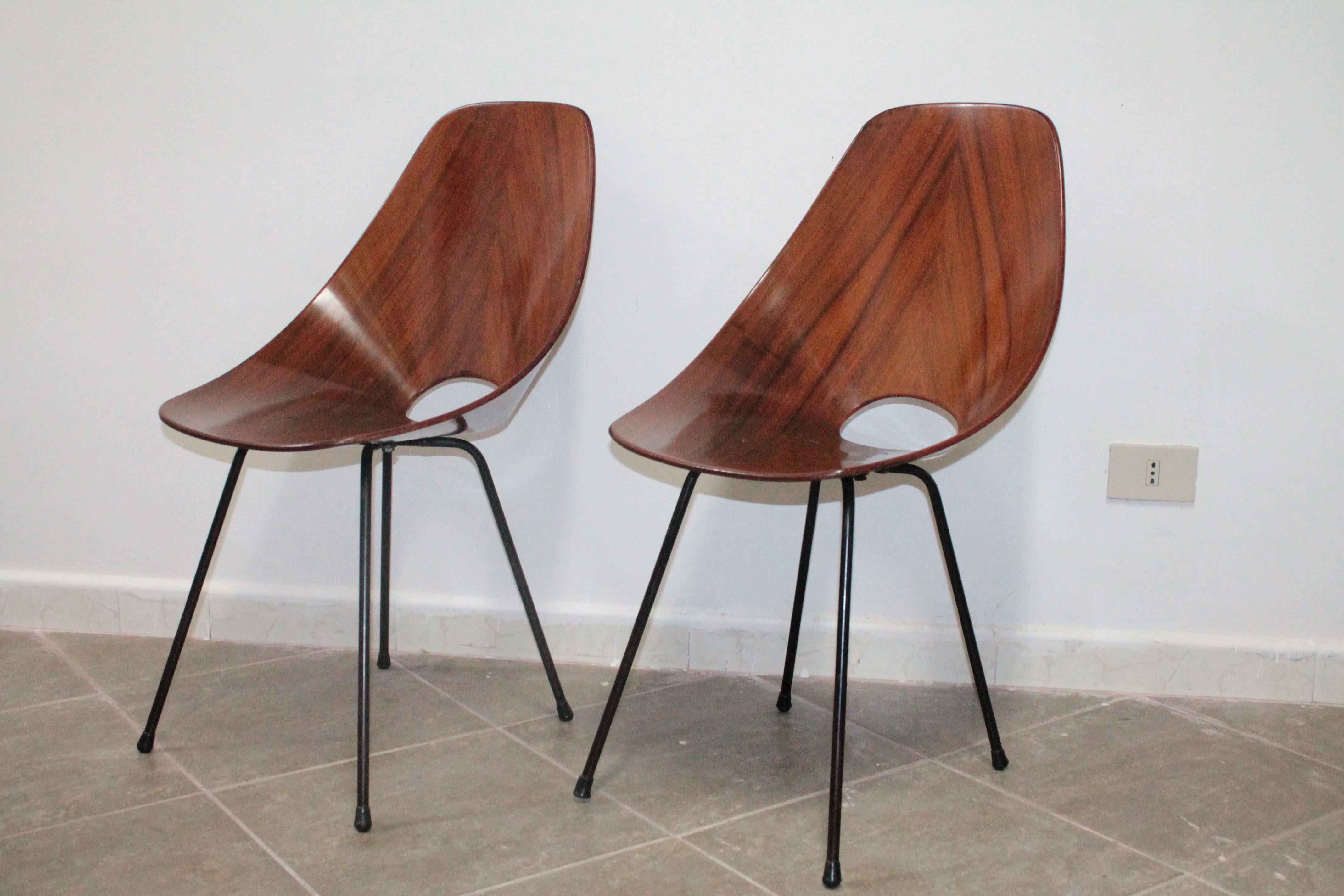 Pair of Plywood Vittorio Nobili 'MEDEA' Tagliabue Chairs, Italy, 1955 7