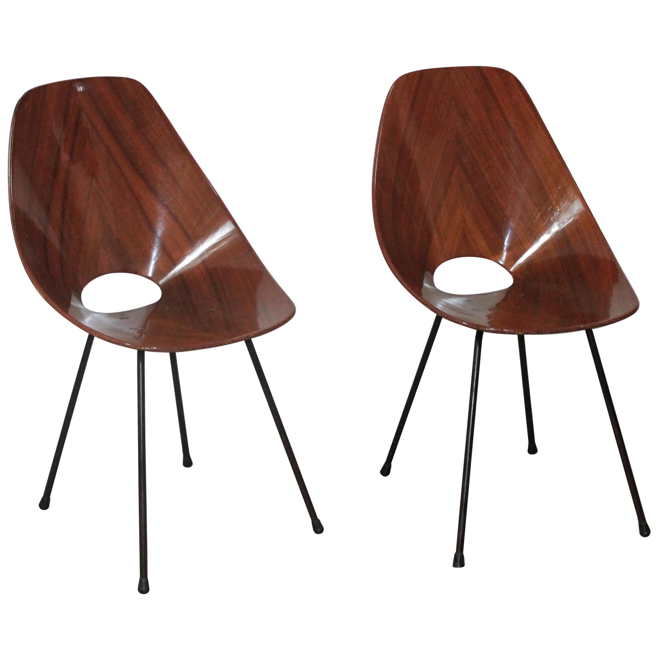 Pair of Plywood Vittorio Nobili 'MEDEA' Tagliabue Chairs, Italy, 1955