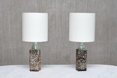 Pair of PM Keramik Table Lamps with Dotted Relief Structure, Denmark, 1960s