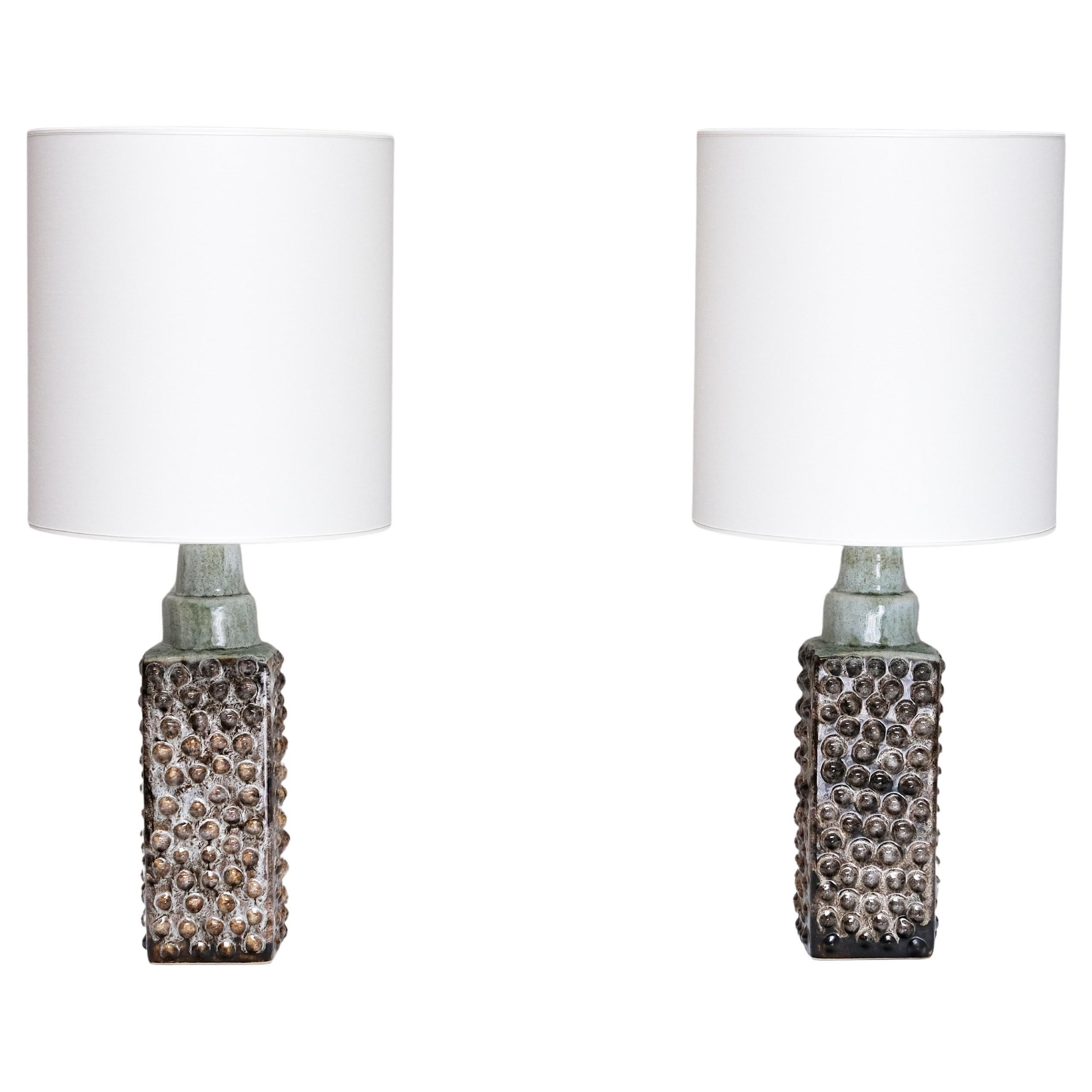 Pair of PM Keramik Table Lamps with Dotted Relief Structure, Denmark, 1960s en vente