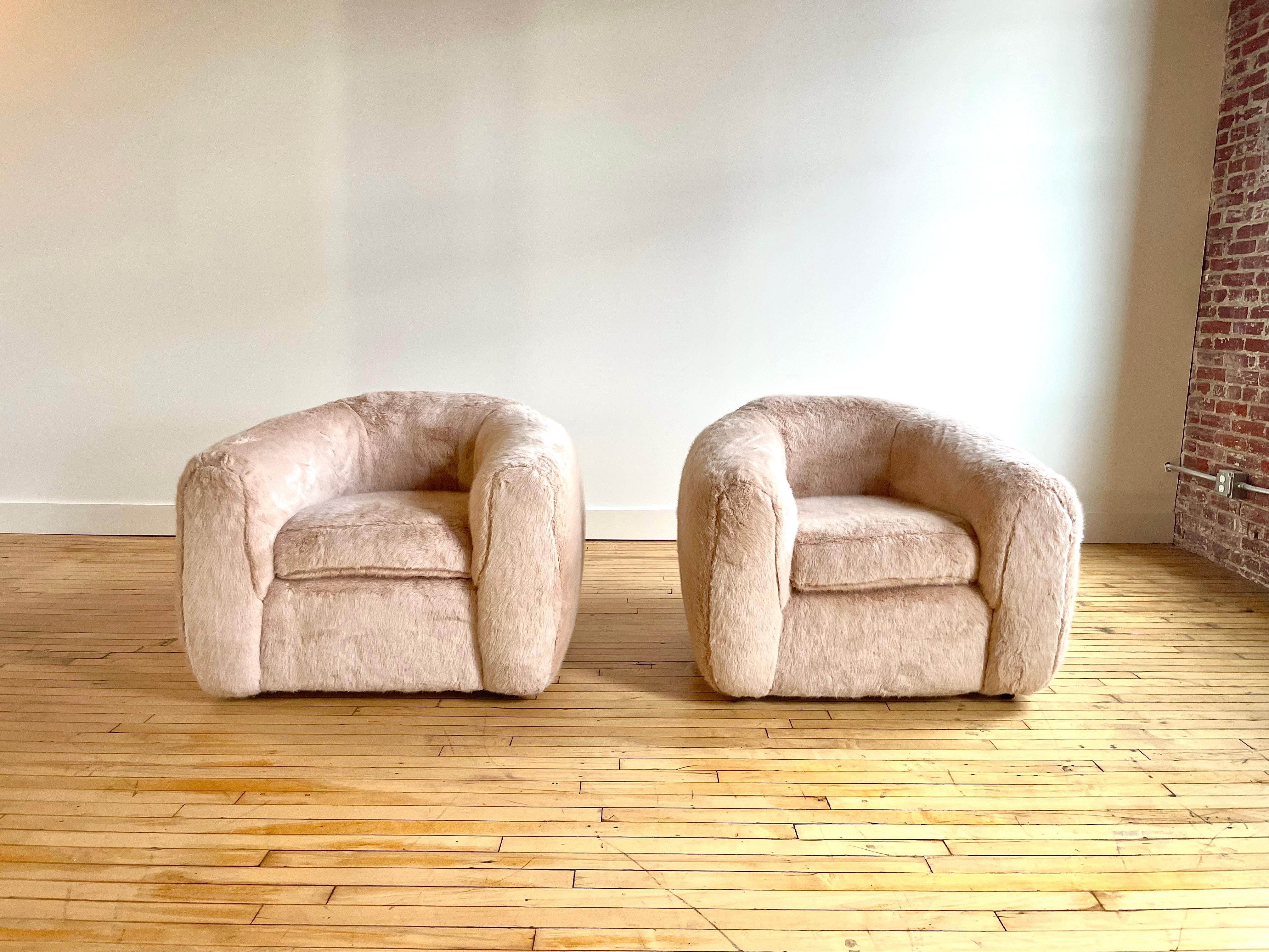Modern Pair of Polar Bear Chairs in the style of Jean Royere For Sale