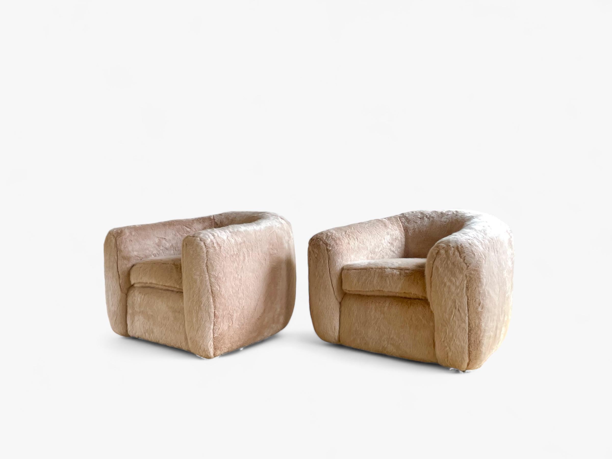 Pair of Polar Bear Chairs in the style of Jean Royere For Sale