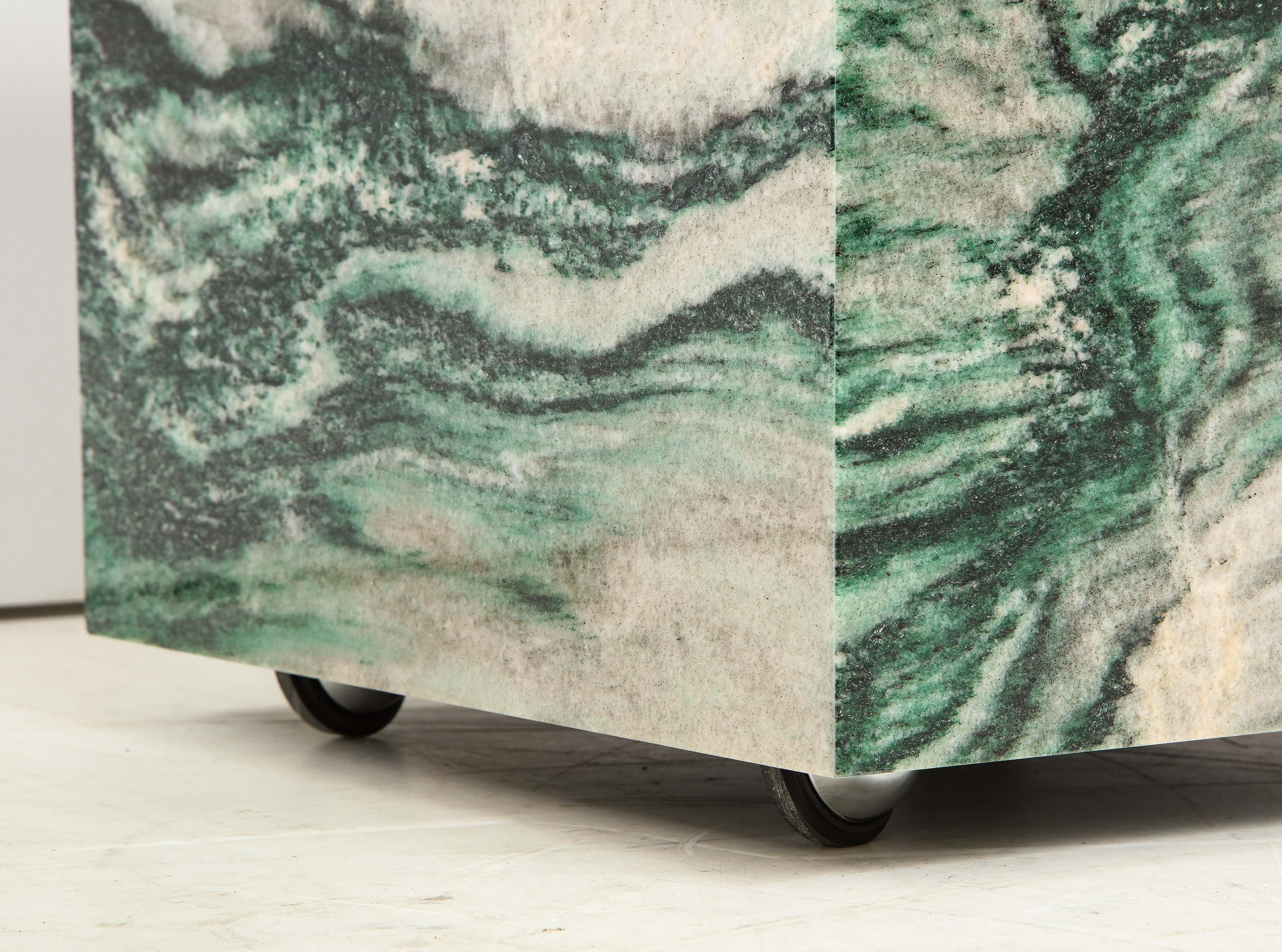 Pair of Polar Verde Marble Cubes or Side Tables 5