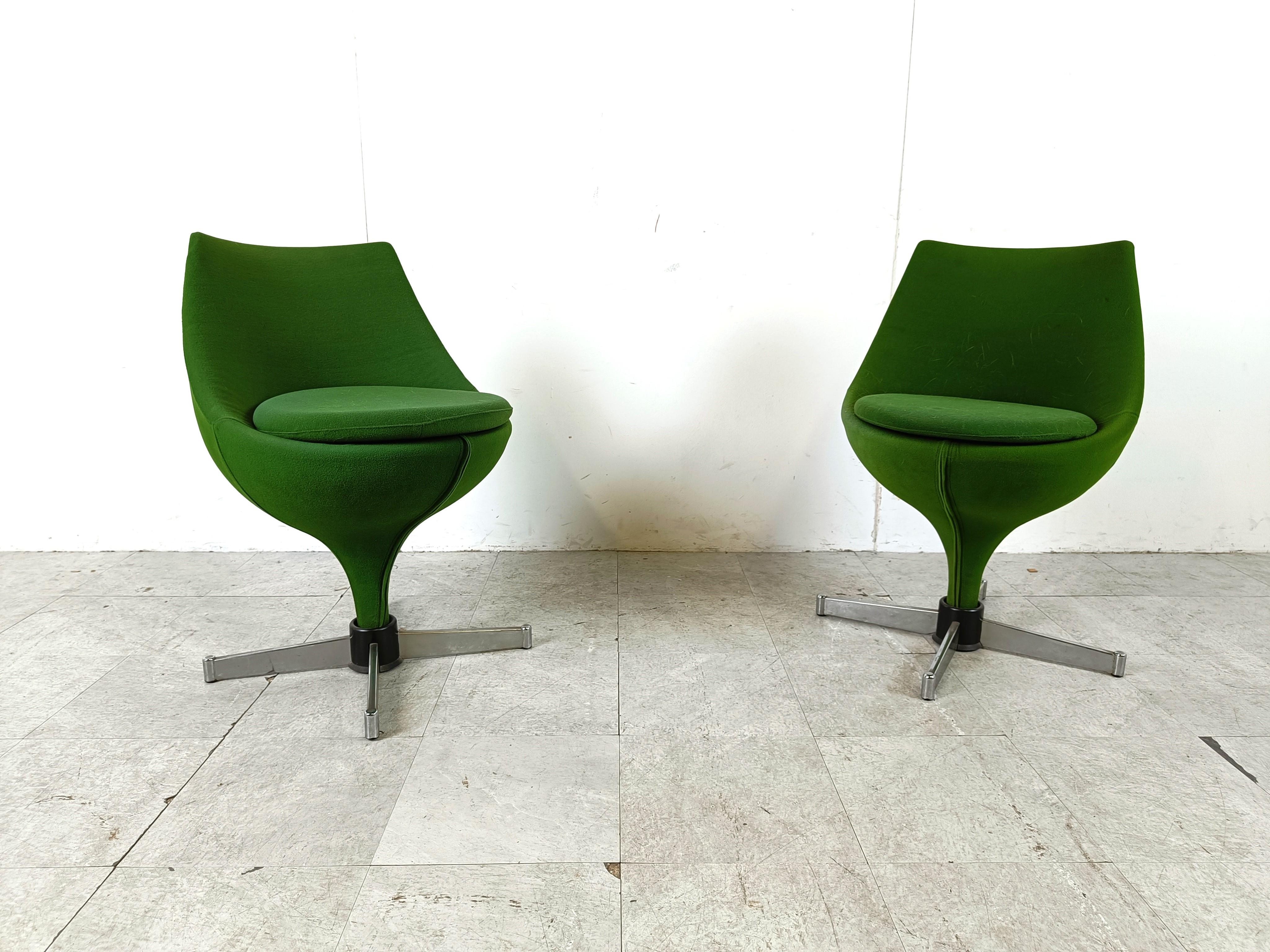 French Pair of polaris chairs by Pierre Guariche for Meurop, 1960s