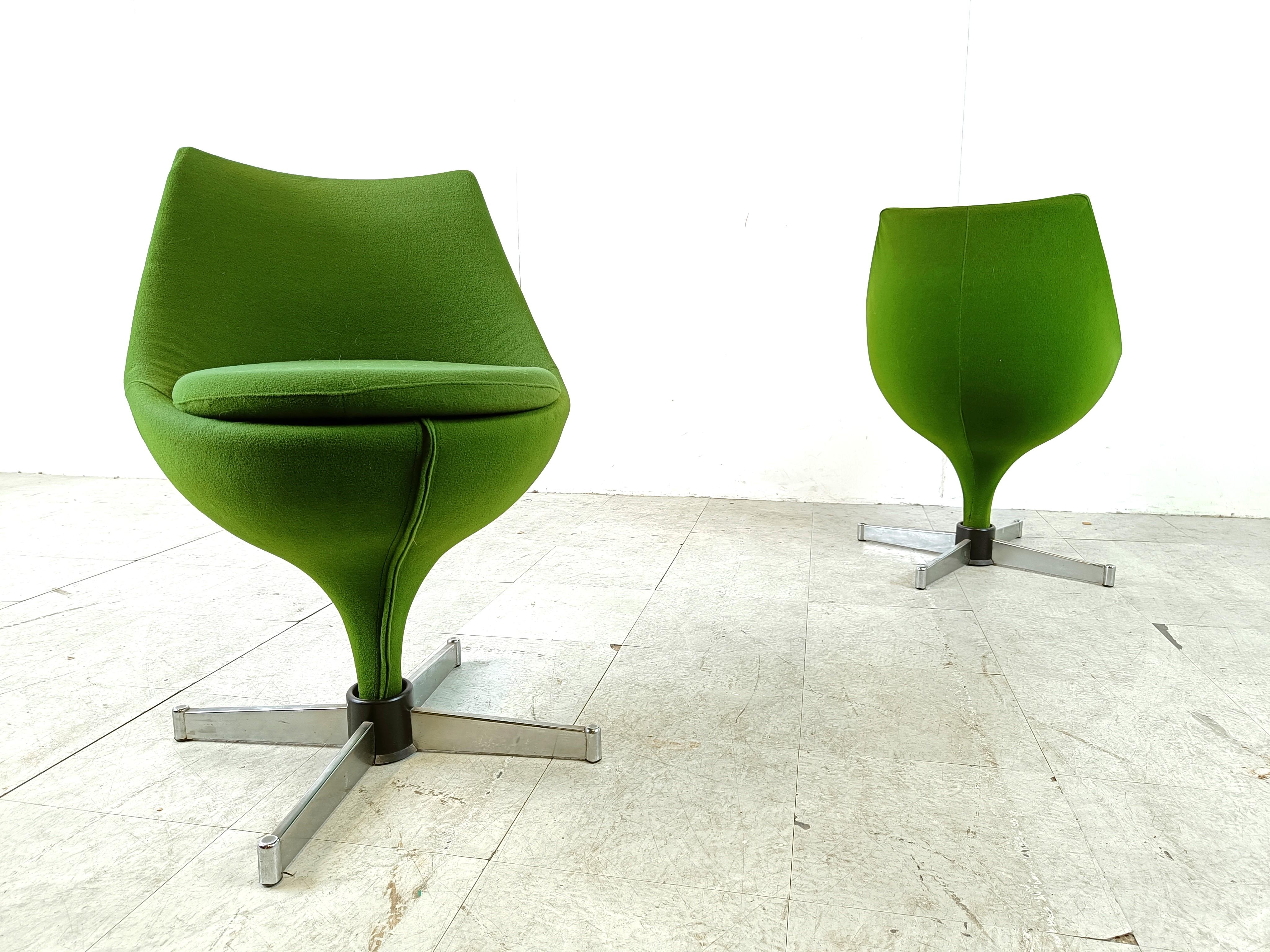 Fabric Pair of polaris chairs by Pierre Guariche for Meurop, 1960s