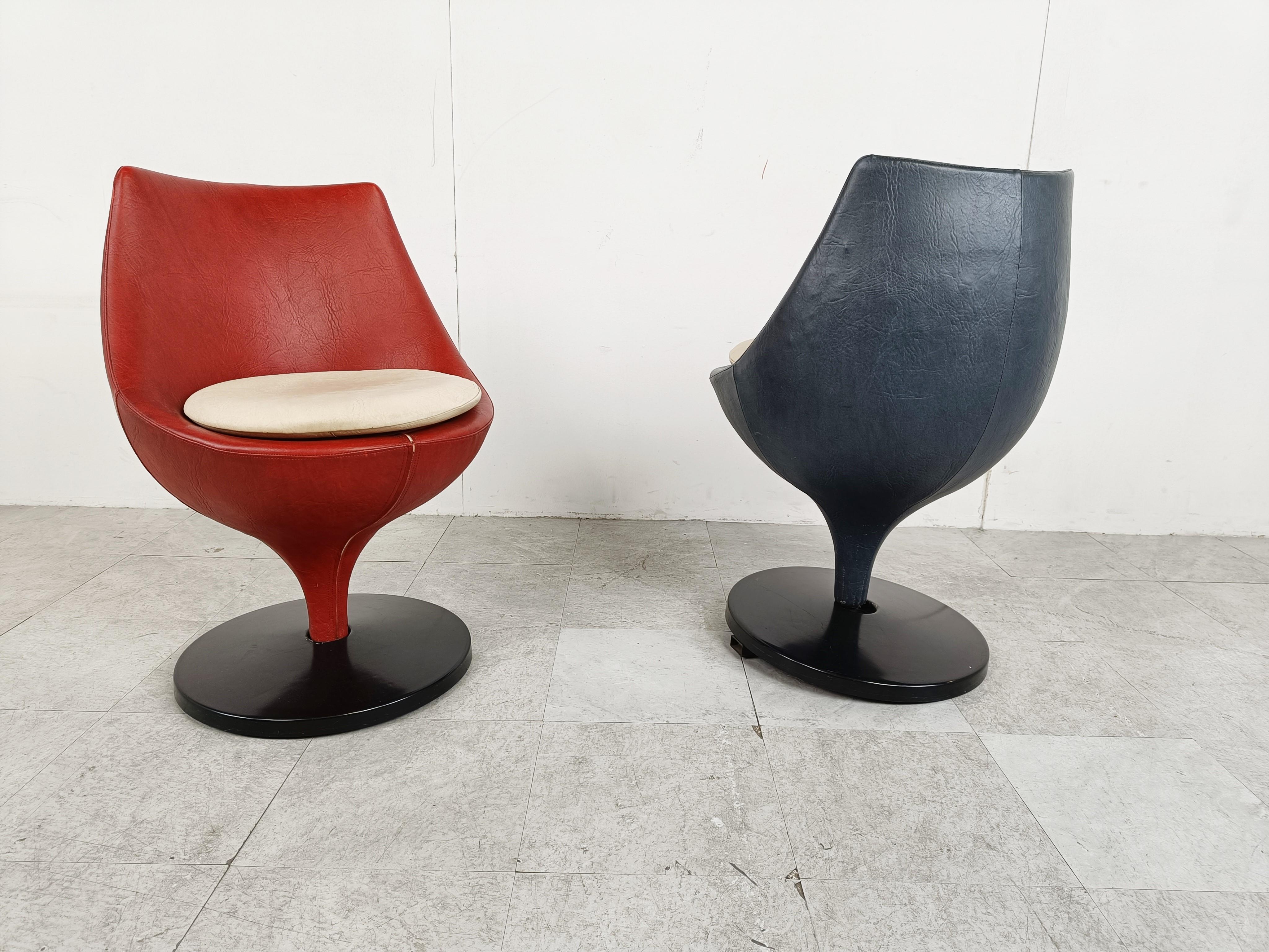 Faux Leather Pair of Polaris Chairs by Pierre Guariche for Meurop, 1960s For Sale