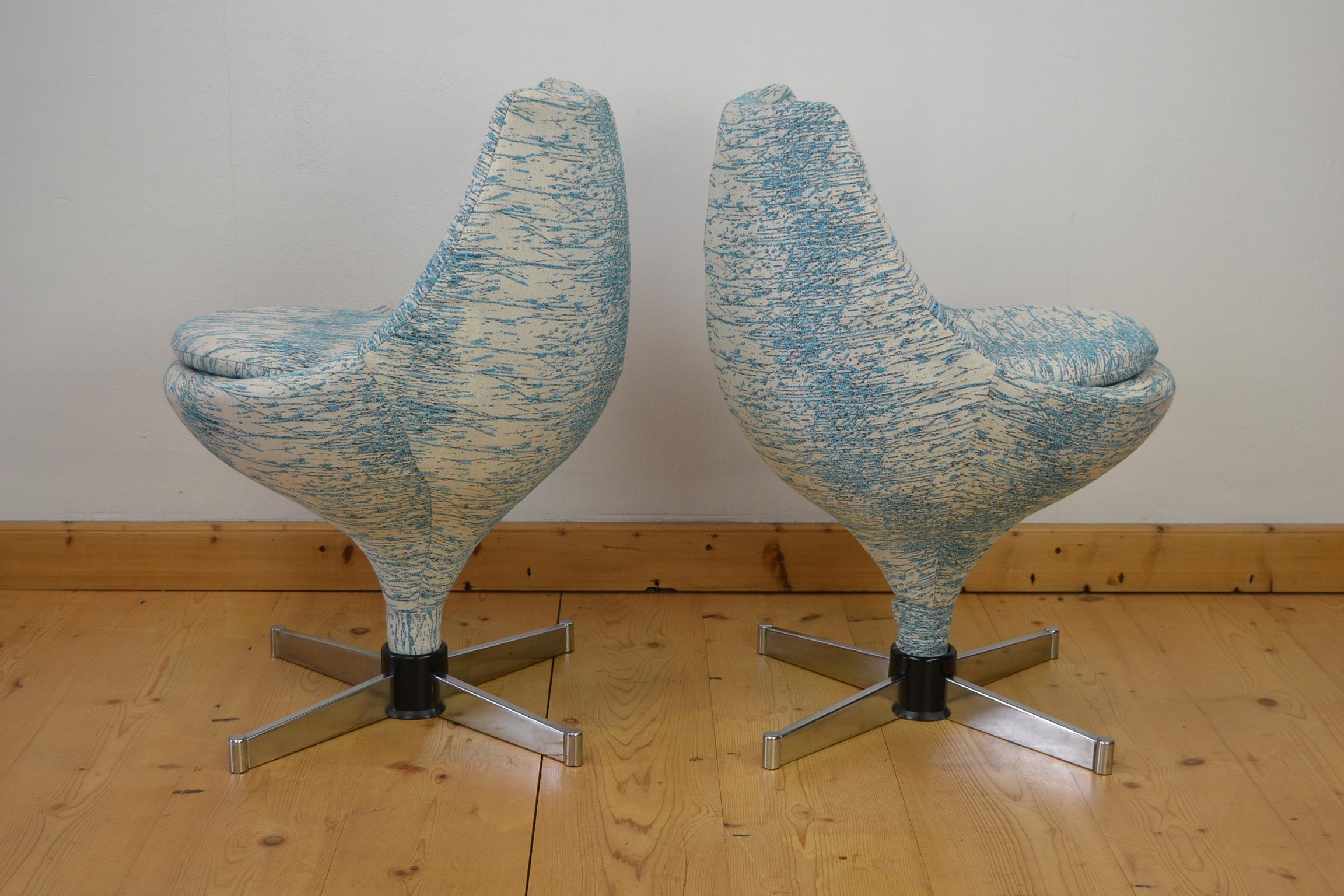 Pair of Blue Polaris Meurop Swivel Chairs by Pierre Guariche, 1960s, Belgium 3