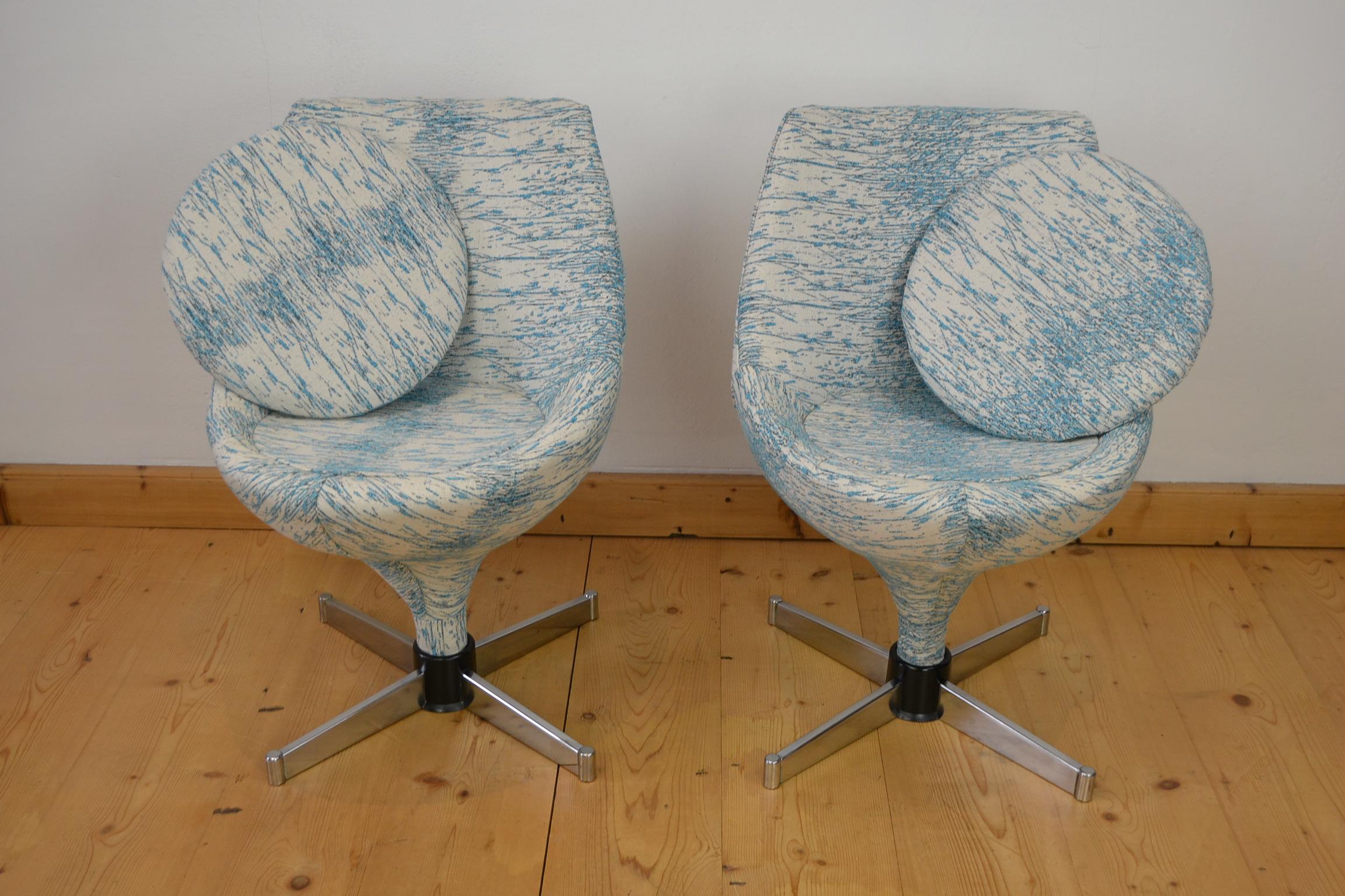 Pair of Blue Polaris Meurop Swivel Chairs by Pierre Guariche, 1960s, Belgium 6