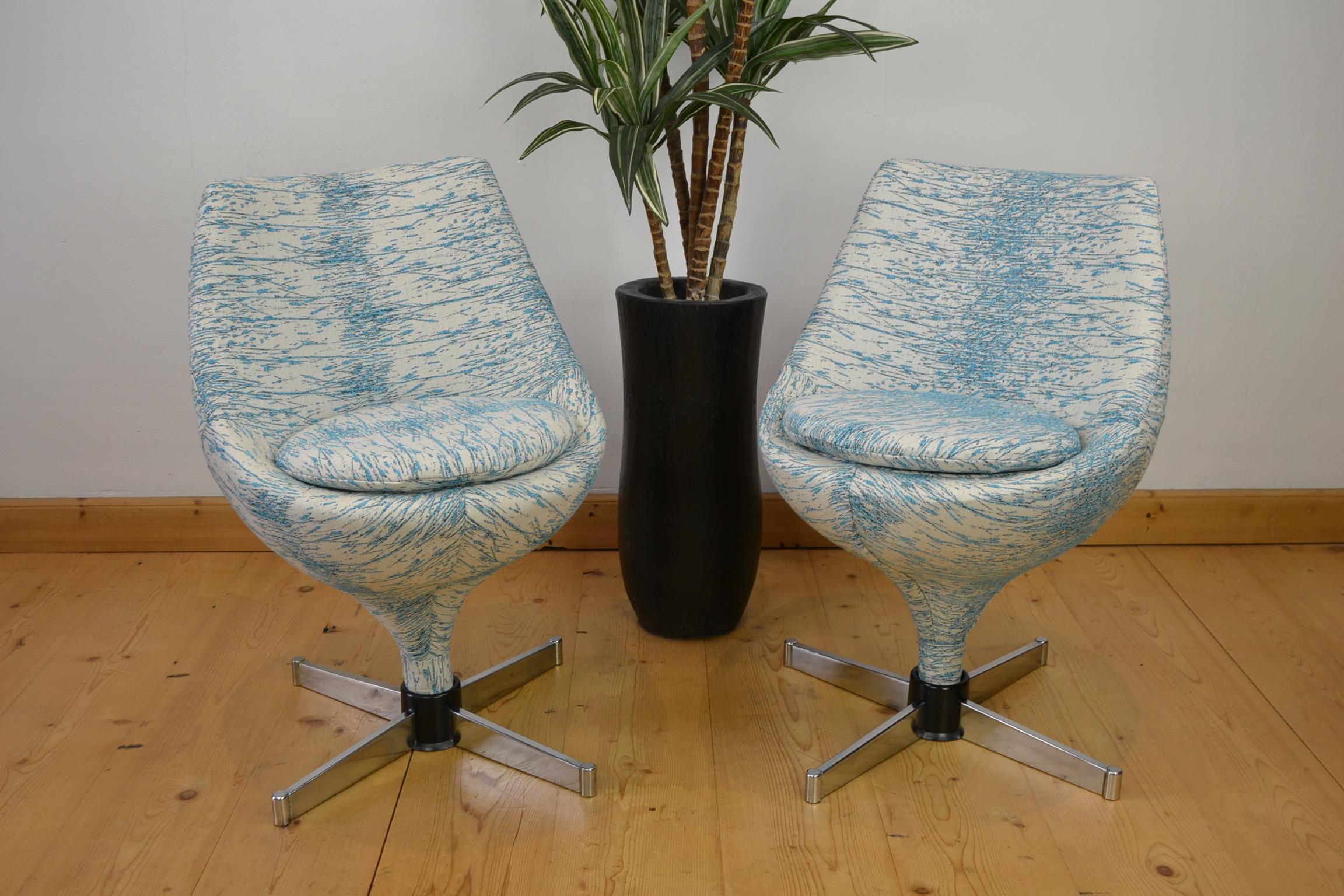 Pair of Blue Polaris Meurop Swivel Chairs by Pierre Guariche, 1960s, Belgium 10