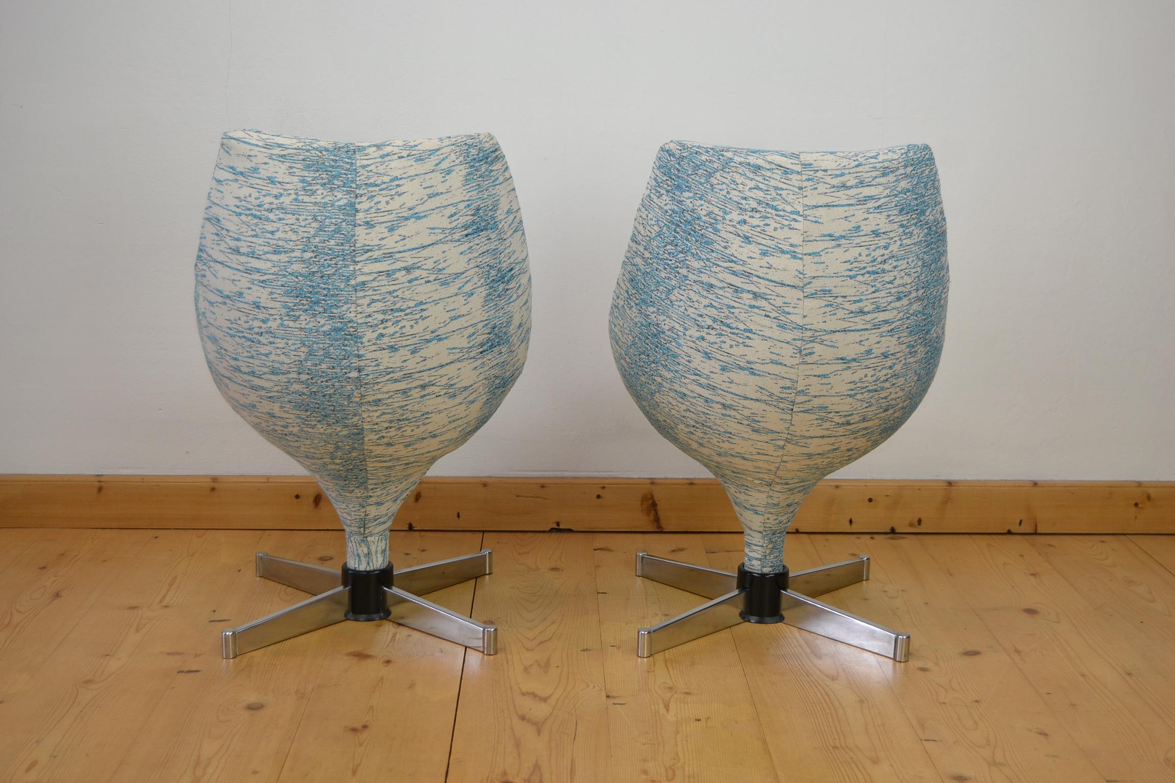 Pair of Blue Polaris Meurop Swivel Chairs by Pierre Guariche, 1960s, Belgium 1