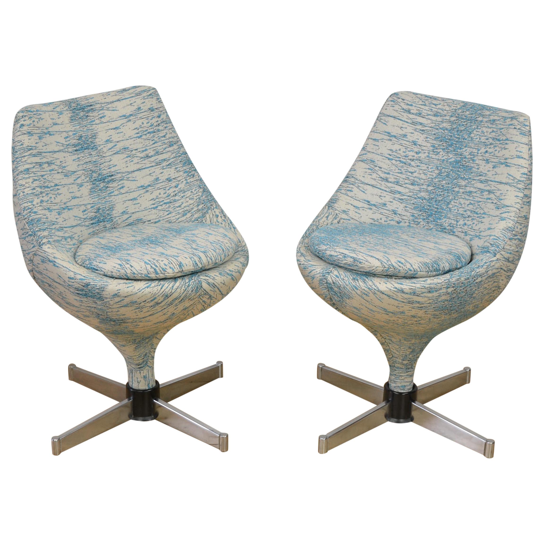 Pair of Blue Polaris Meurop Swivel Chairs by Pierre Guariche, 1960s, Belgium
