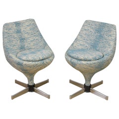 Vintage Pair of Blue Polaris Meurop Swivel Chairs by Pierre Guariche, 1960s, Belgium