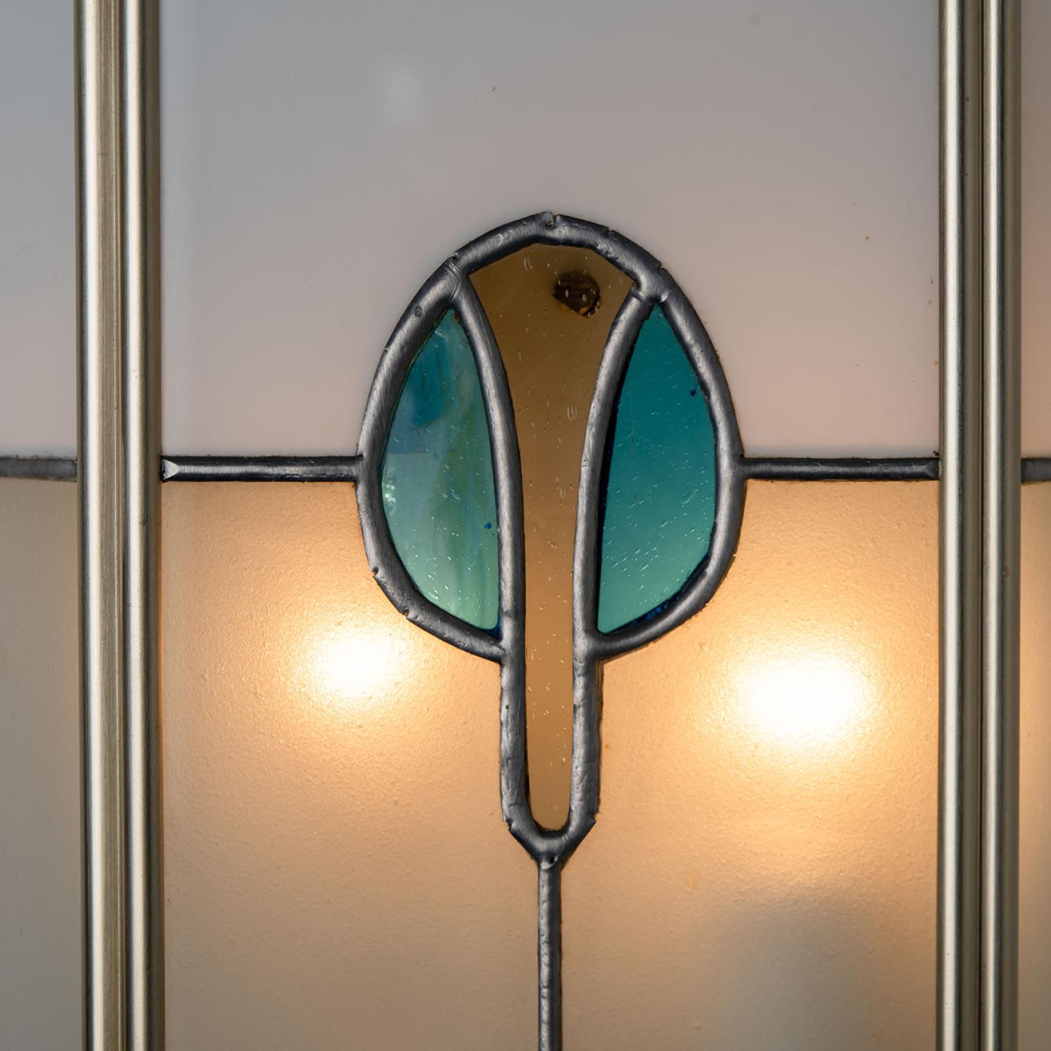 Pair of PoliArte Frosted Stained Glass Silver Blue Wall Light, 1970s For Sale 6