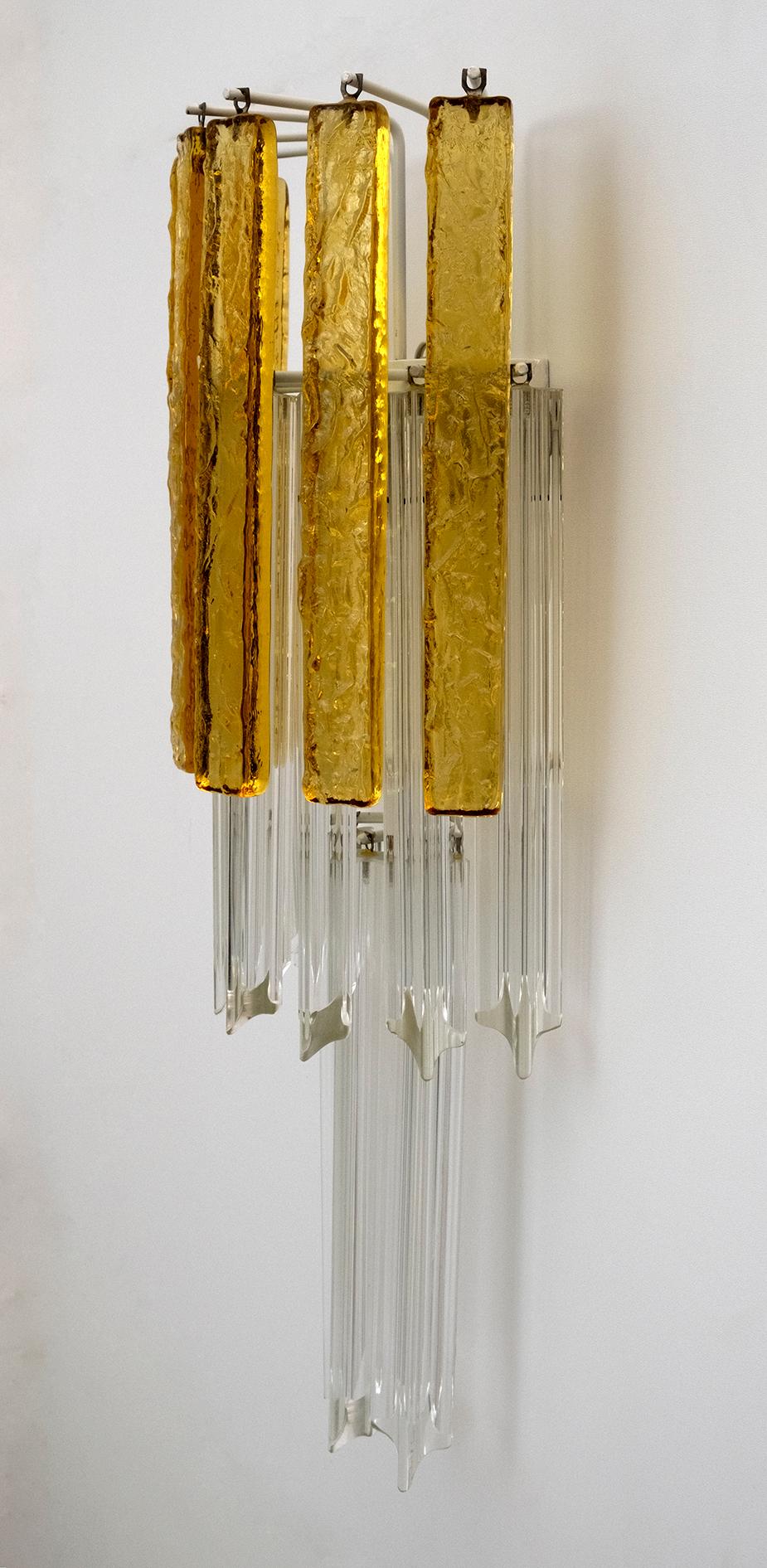 Pair of Poliarte Style Mid-Century Modern Italian Murano Glass Sconces, 1970s 5