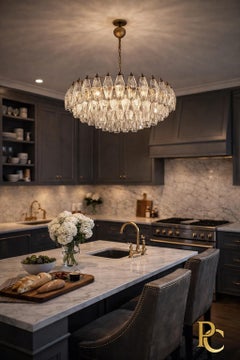 Pair of Poliedri Chandeliers, Murano