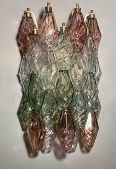 Coppia di lampade da parete Poliedri Carlo Scarpa Venini Variation, 1980'