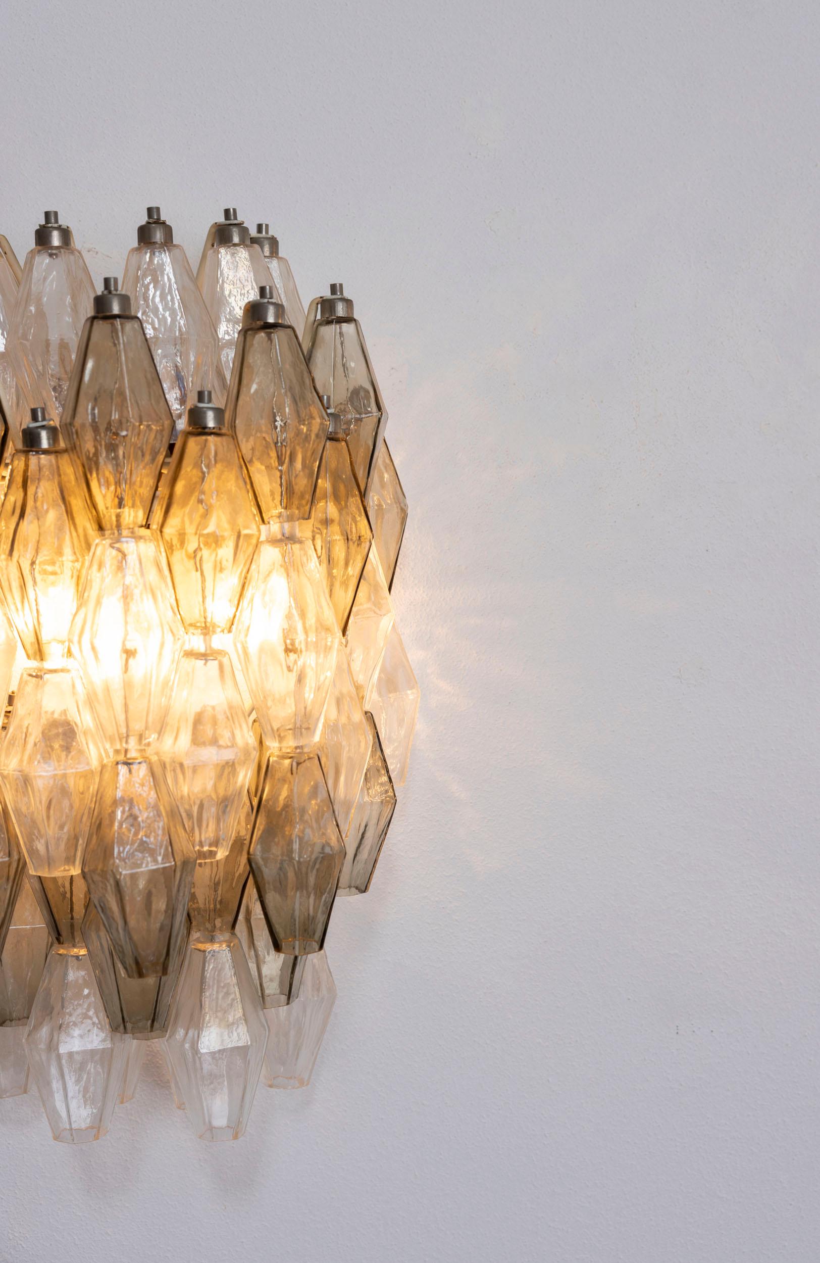 Pair of poliedri wall lights attributed to Carlo Scarpa for Venini For Sale 4