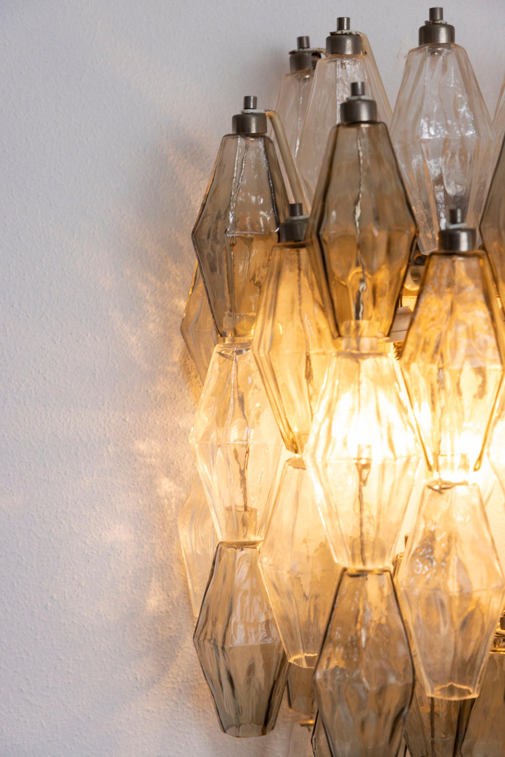 Pair of poliedri wall lights attributed to Carlo Scarpa for Venini For Sale 5