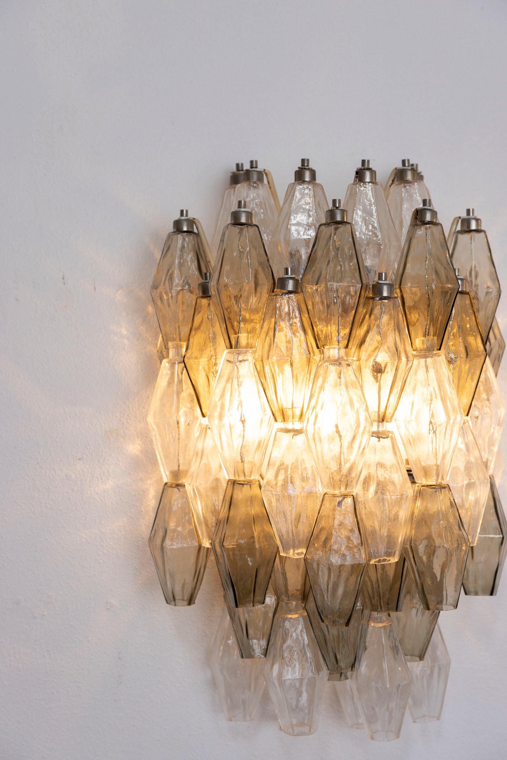 Pair of poliedri wall lights attributed to Carlo Scarpa for Venini For Sale 6