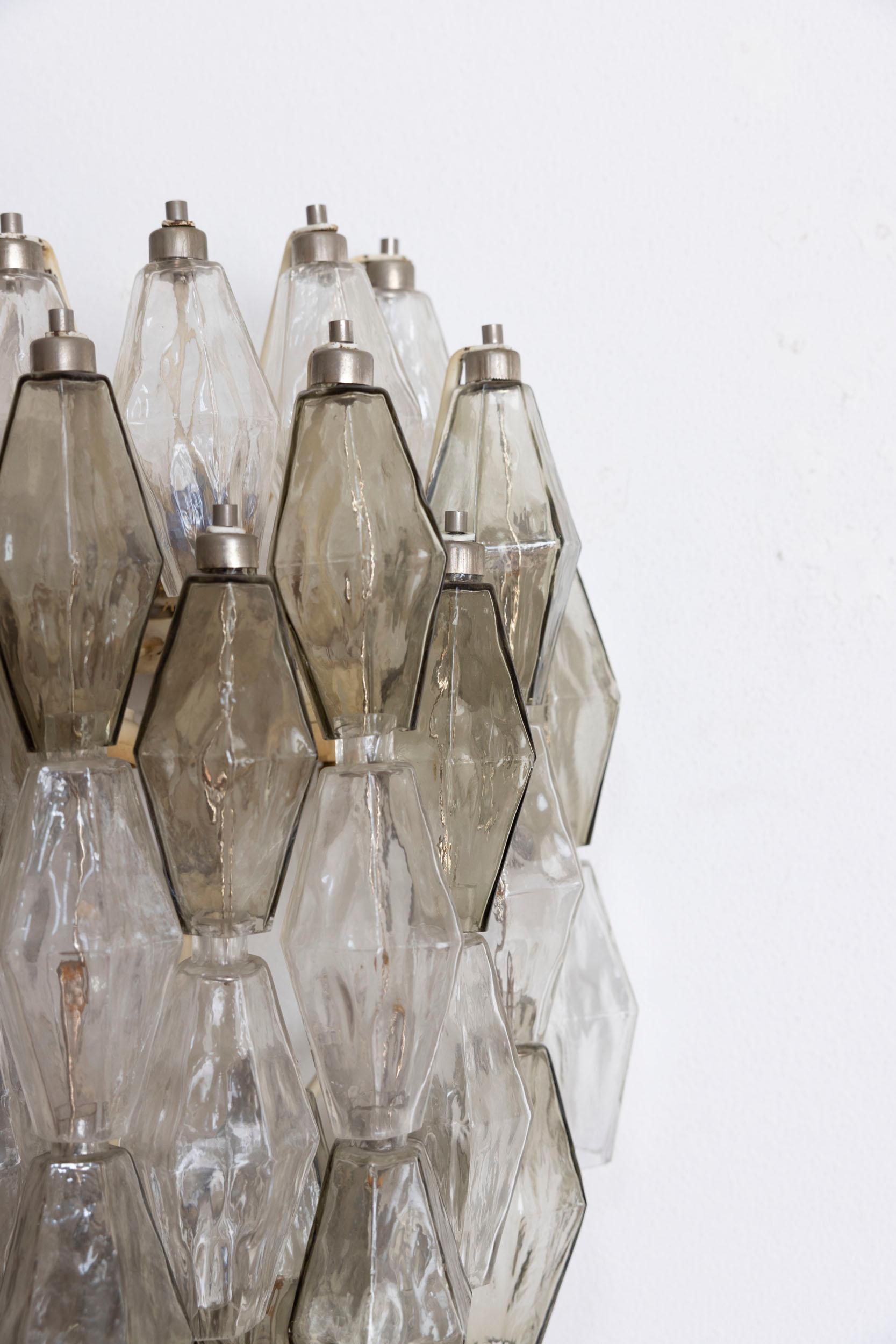 Pair of poliedri wall lights attributed to Carlo Scarpa for Venini For Sale 10
