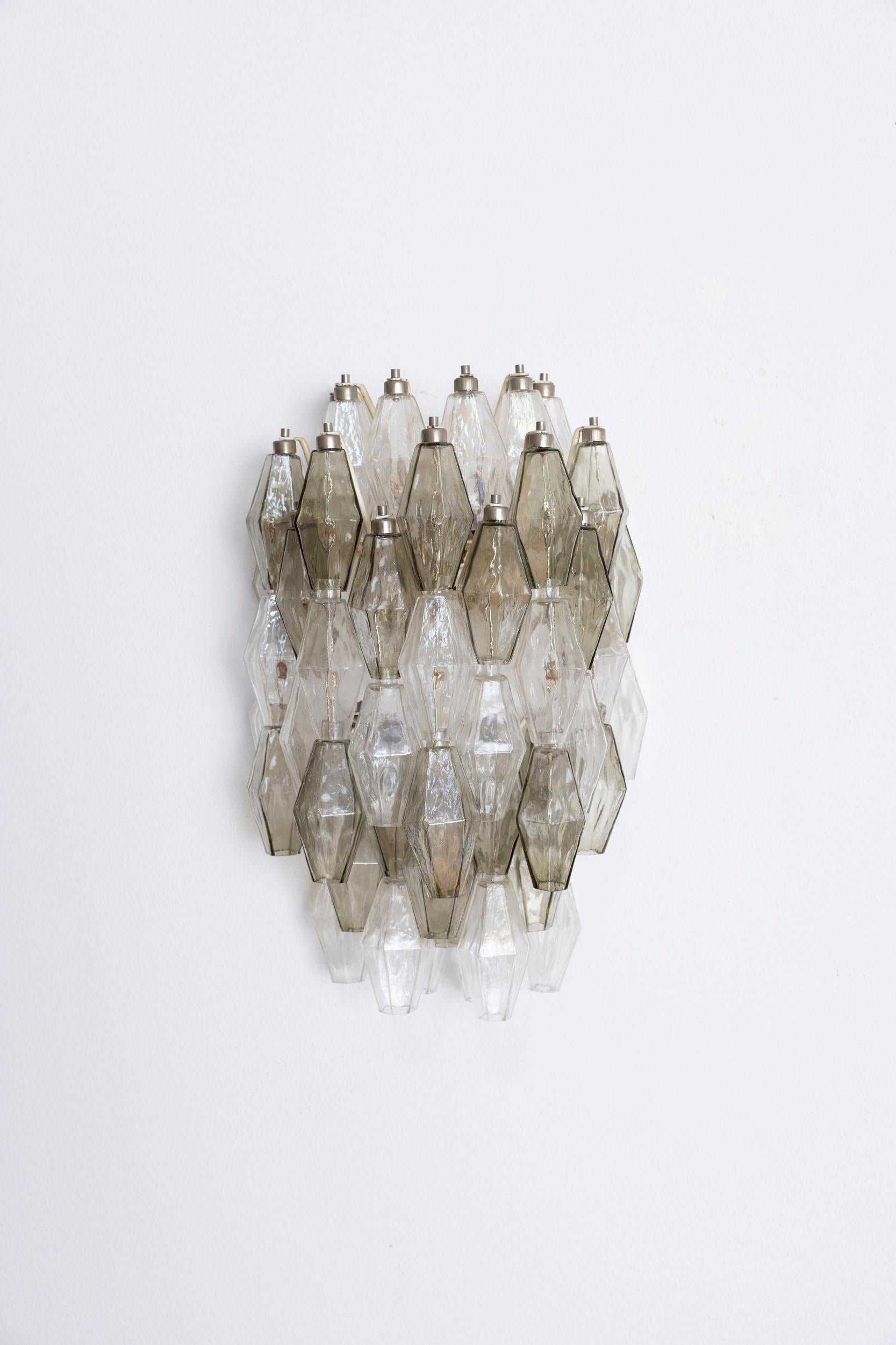 Pair of poliedri wall lights attributed to Carlo Scarpa for Venini For Sale 11