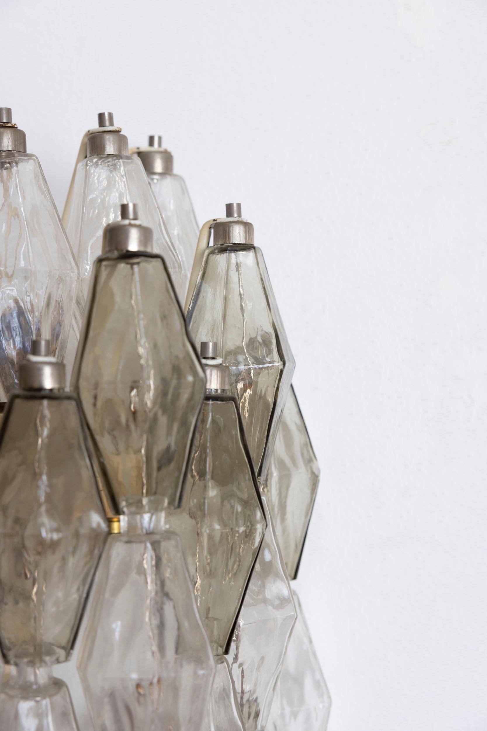 Pair of poliedri wall lights attributed to Carlo Scarpa for Venini For Sale 12
