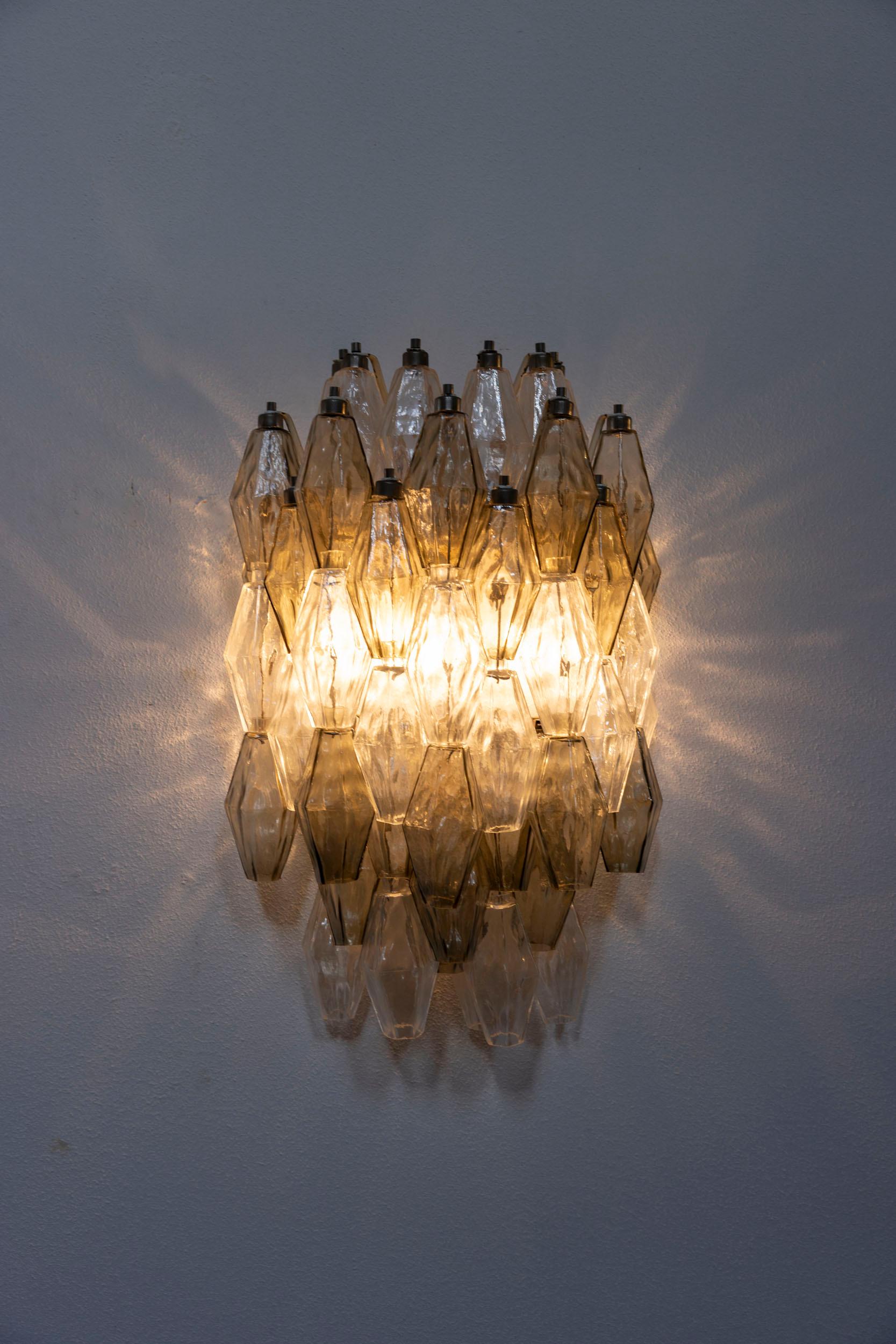 Mid-20th Century Pair of poliedri wall lights attributed to Carlo Scarpa for Venini For Sale