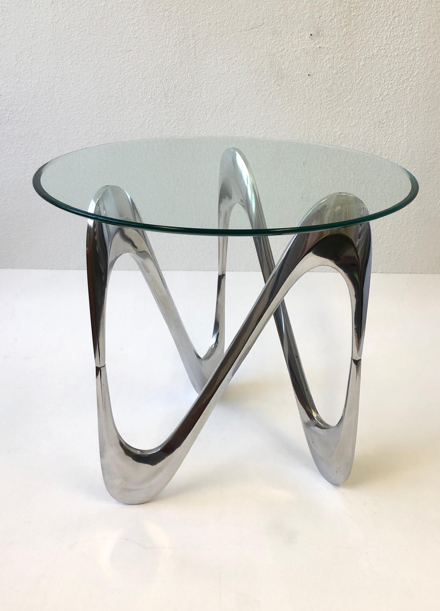 German Pair of Polish Aluminum Side Tables by Knut Hesterberg