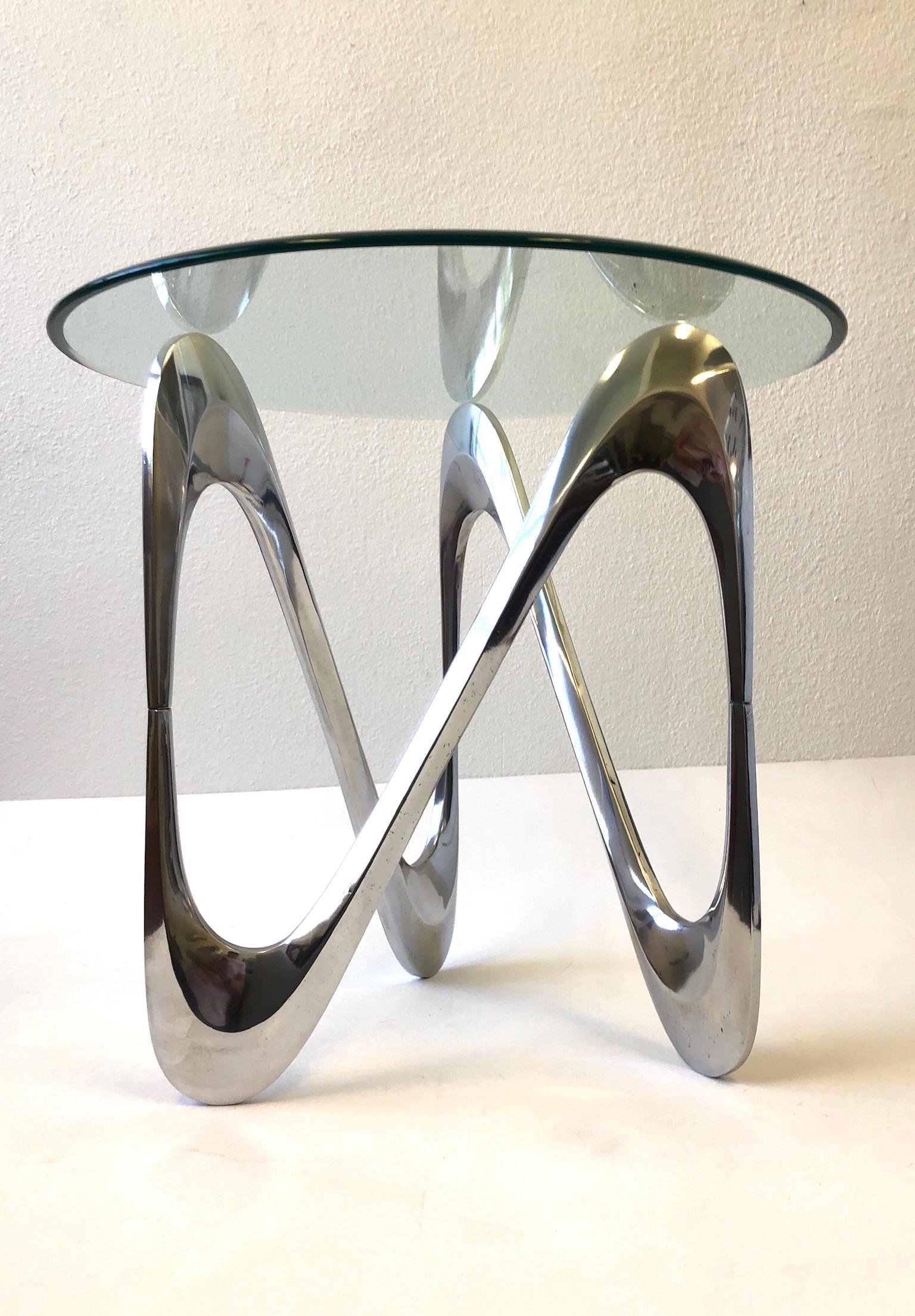 Pair of Polish Aluminum Side Tables by Knut Hesterberg In Good Condition In Palm Springs, CA