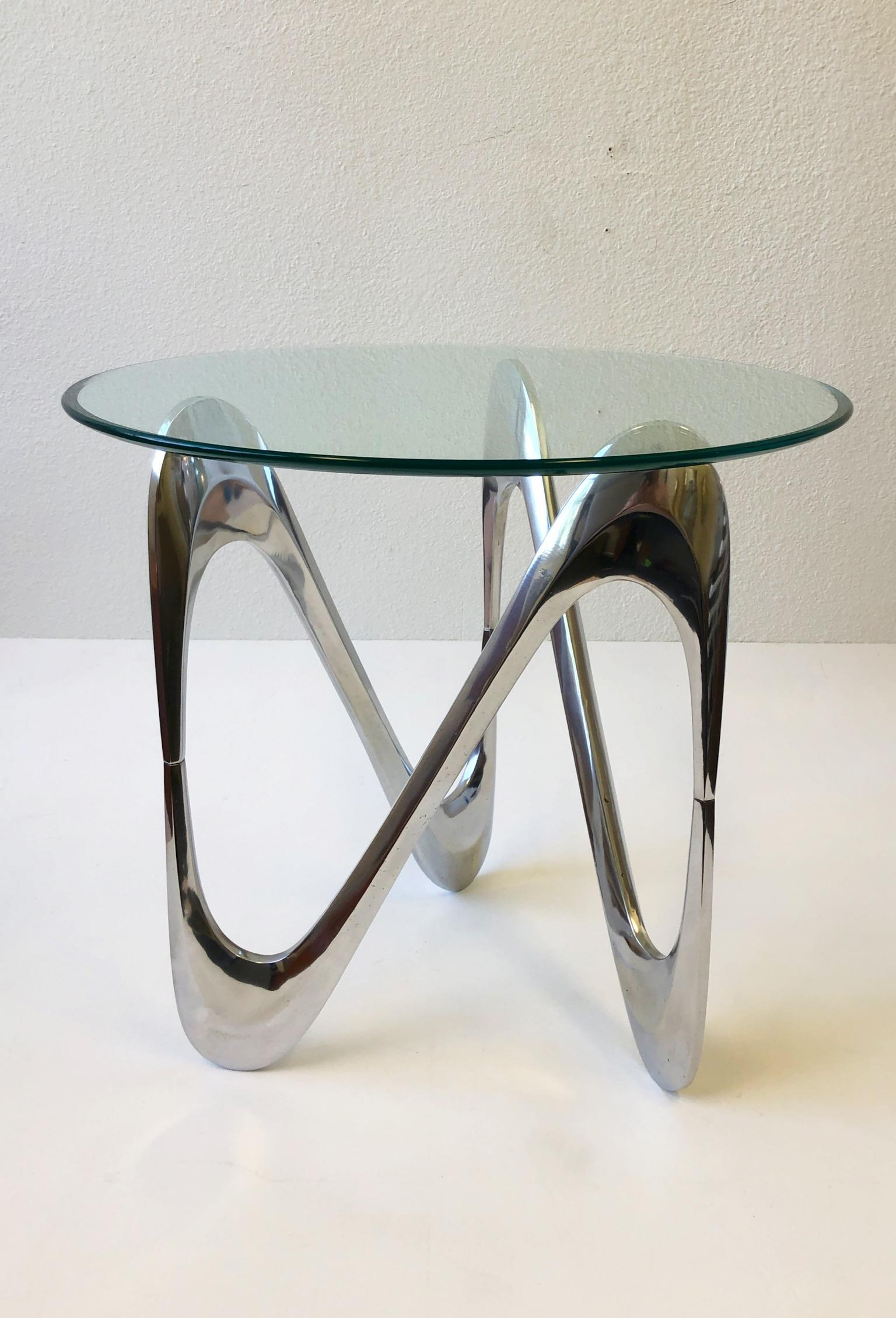 Late 20th Century Pair of Polish Aluminum Side Tables by Knut Hesterberg