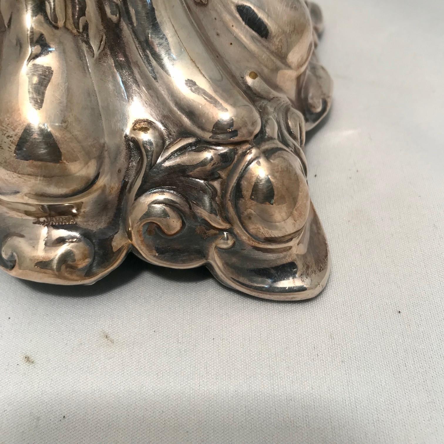 Paire de chandeliers de style baroque polonais en métal argenté  en vente 3