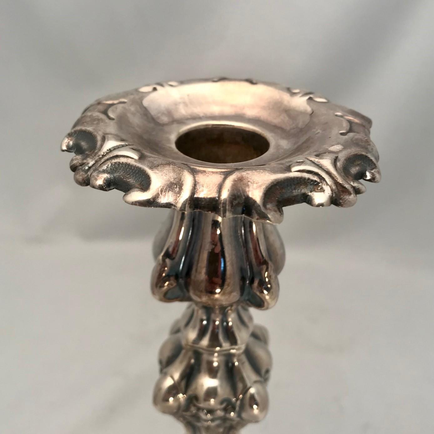Pair of Polish Baroque Style Silver Plated Candlesticks  For Sale 12
