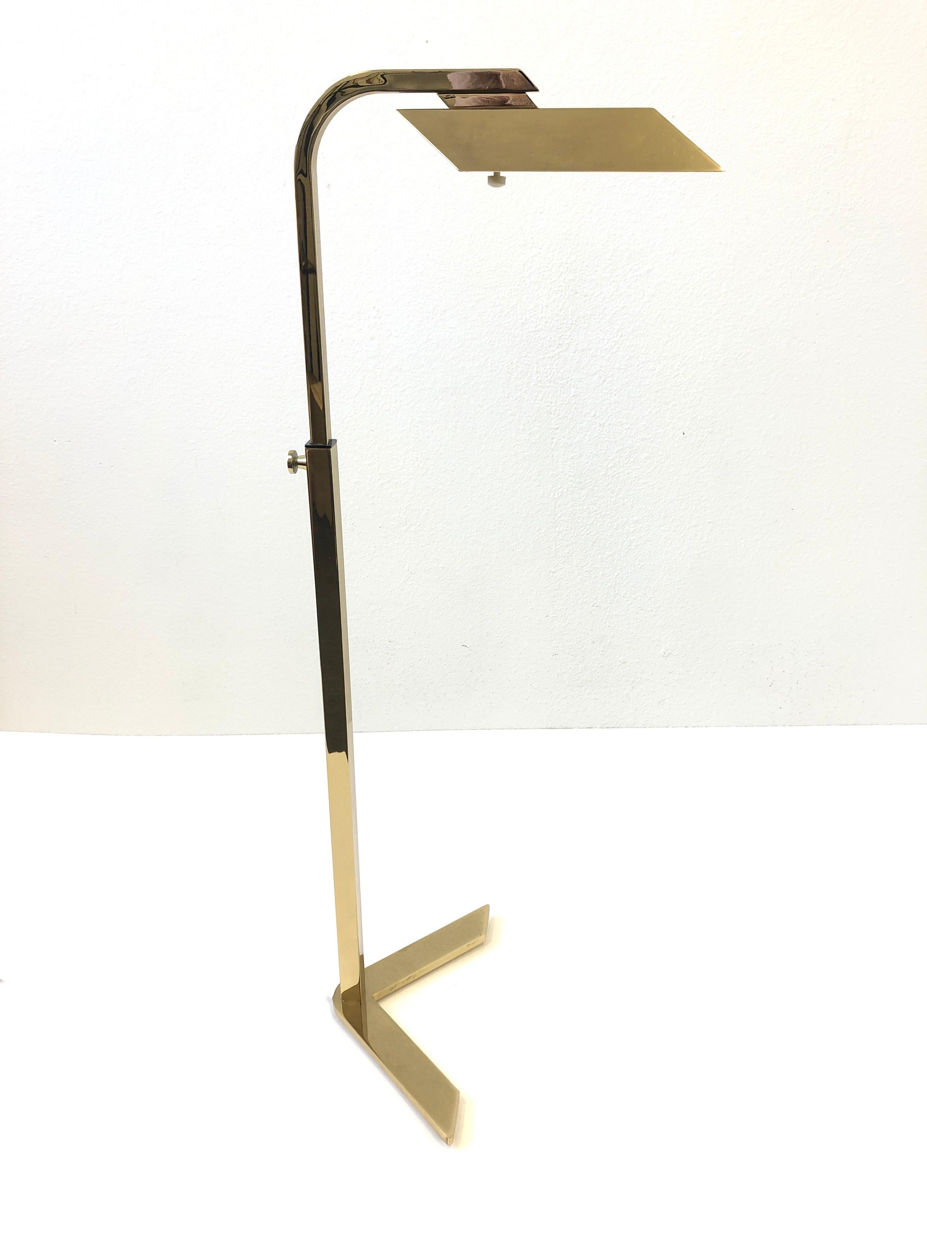 Pair of Polish Brass Adjustable Floor Lamps by Charles Hollis Jones 3
