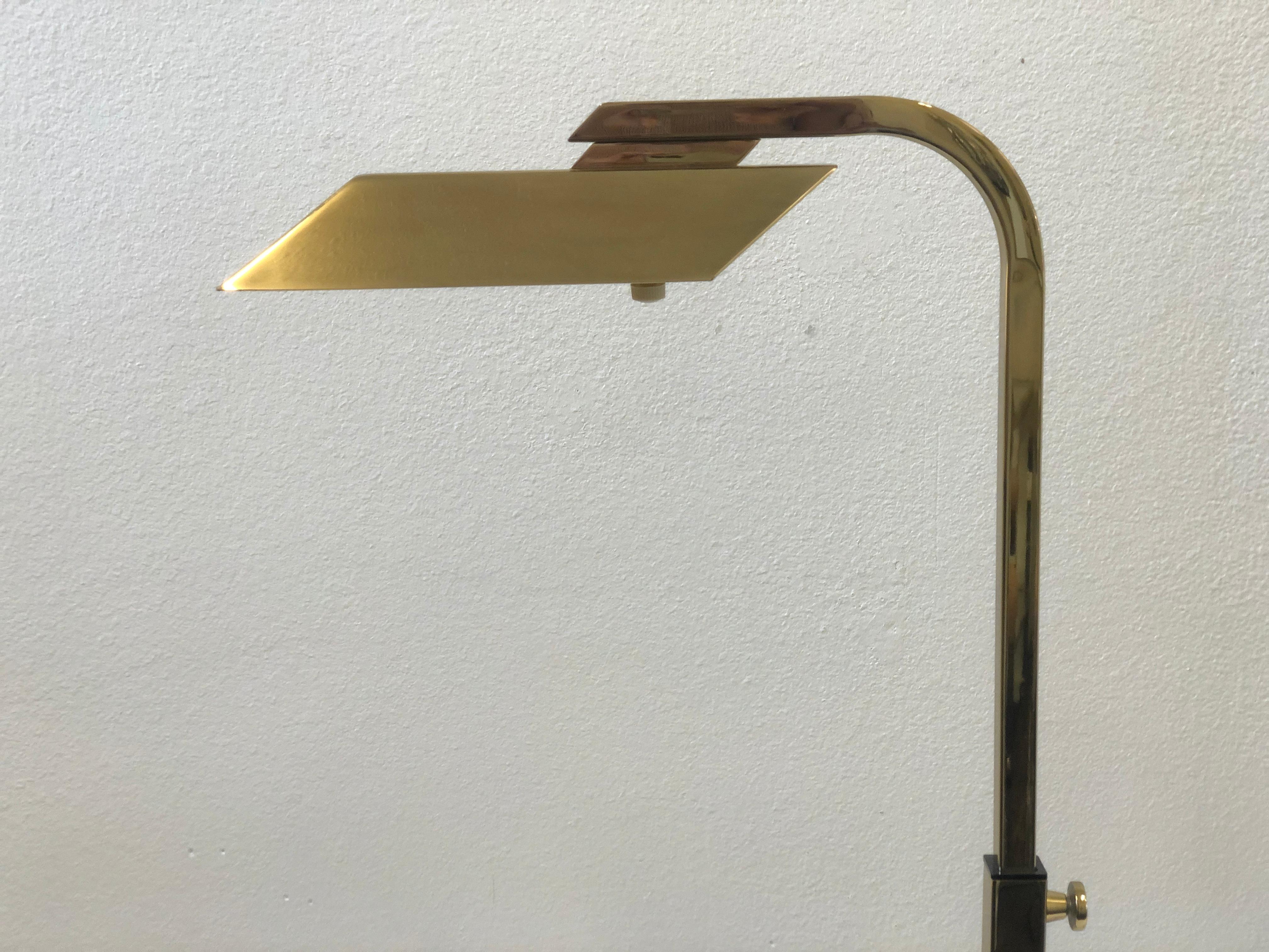 American Pair of Polish Brass Adjustable Floor Lamps by Charles Hollis Jones