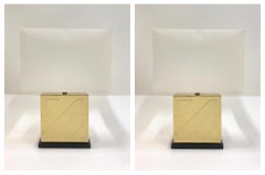 Pair of Polish Brass and Black Lacquer Table Lamps by Chapman