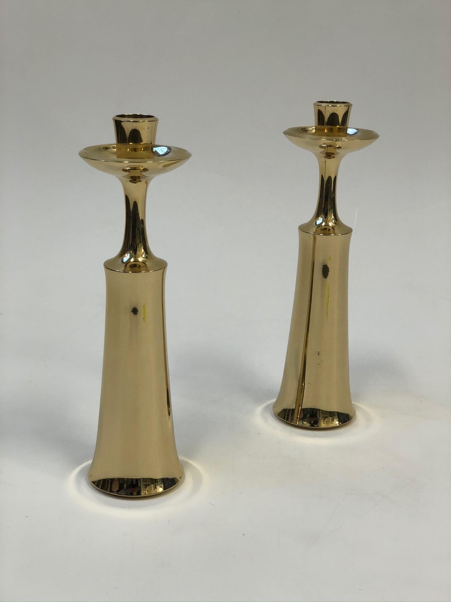 Danish Pair of Polish Brass Candlesticks by Jens Quistgaard for Dansk