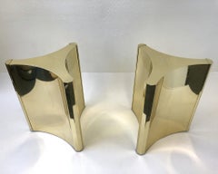Pair of Polished Brass Dining Table Bases by Mastercraft