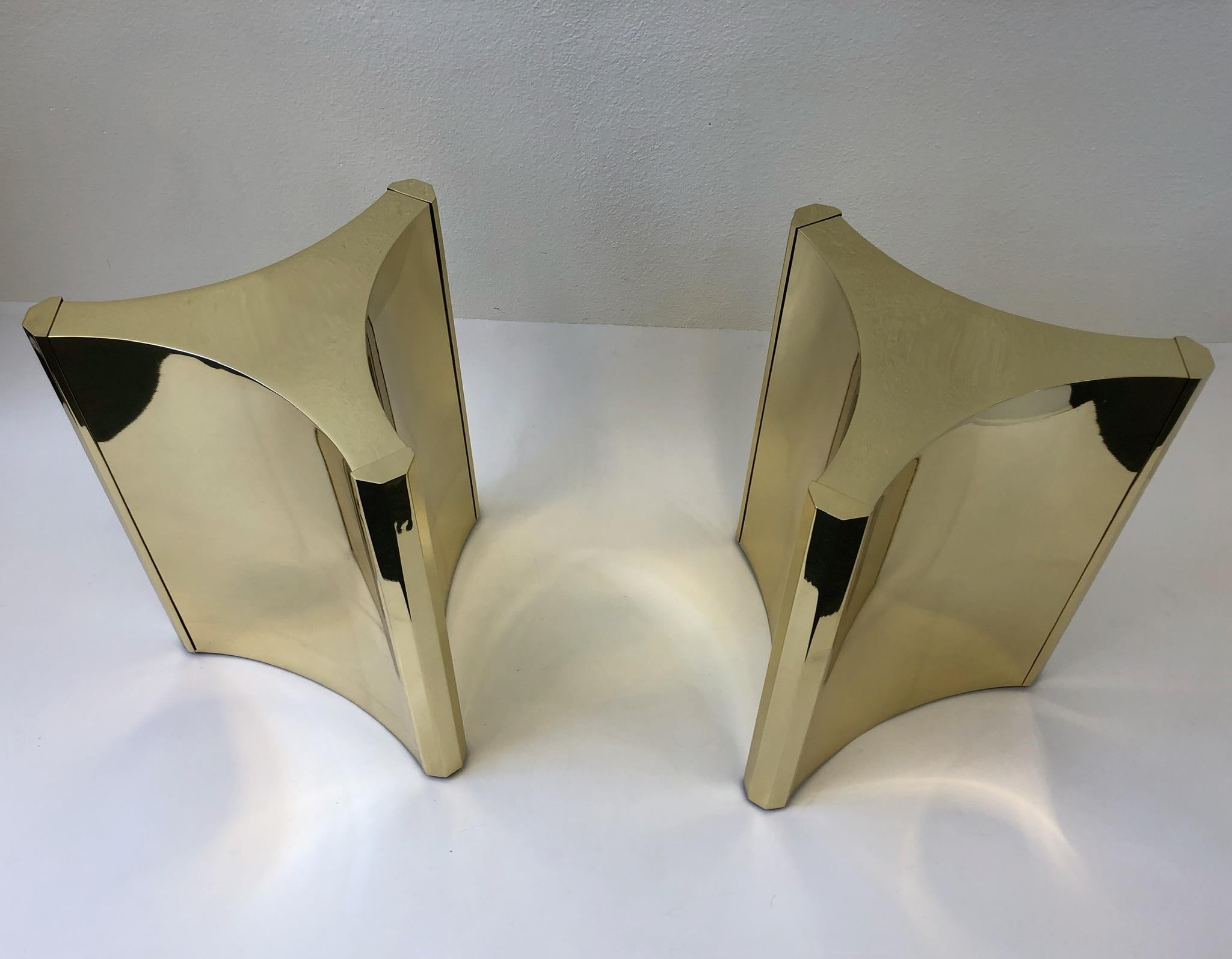 American Pair of Polished Brass Dining Table Bases by Mastercraft