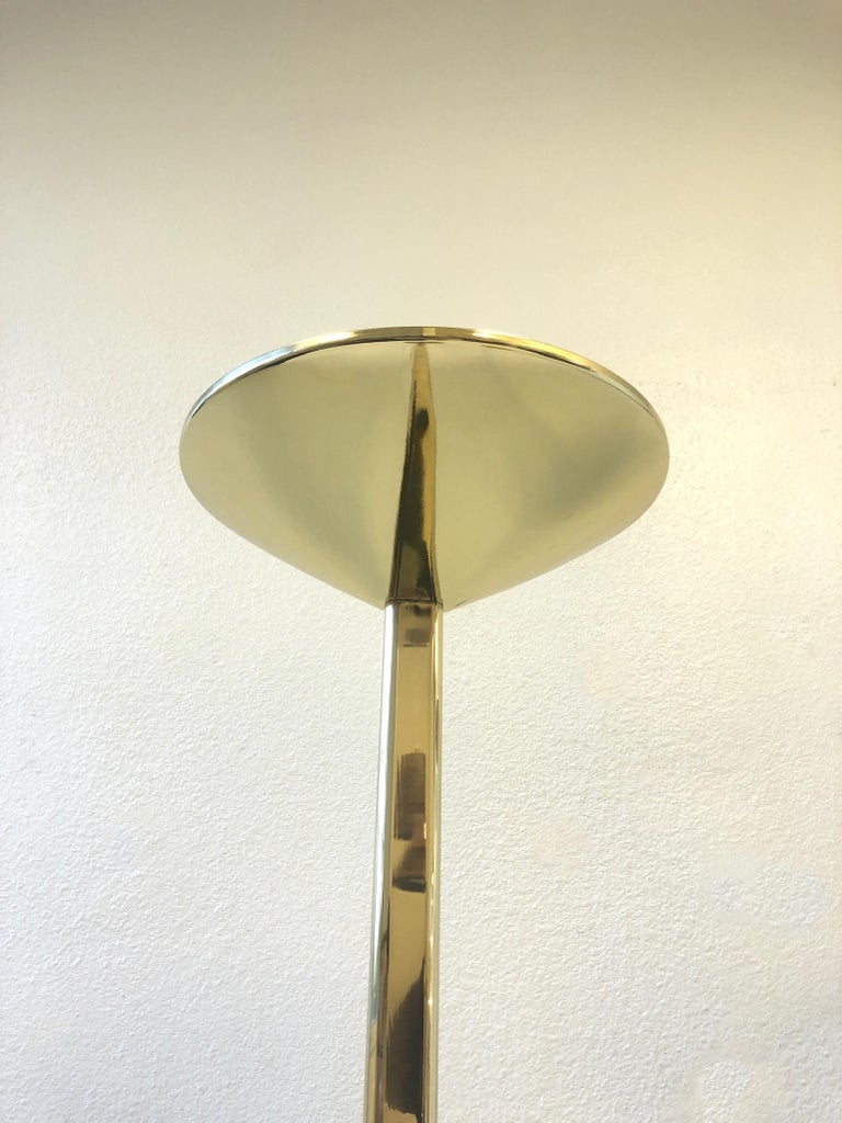 Polish Brass Torchiere Floor Lamps, Polished Brass Torchiere Floor Lamp