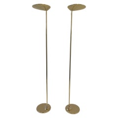 Pair of Polish Brass Torchiere Floor Lamps