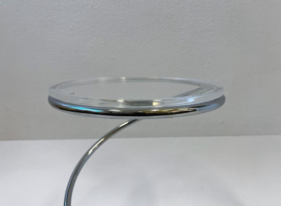 American Polish Chrome and Lucite Spring Side Table by Leon Rosen for Pace