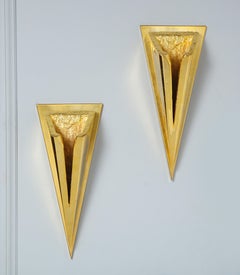 Pareja de apliques chapados en oro de 24 quilates pulido de Kelly Kiefer